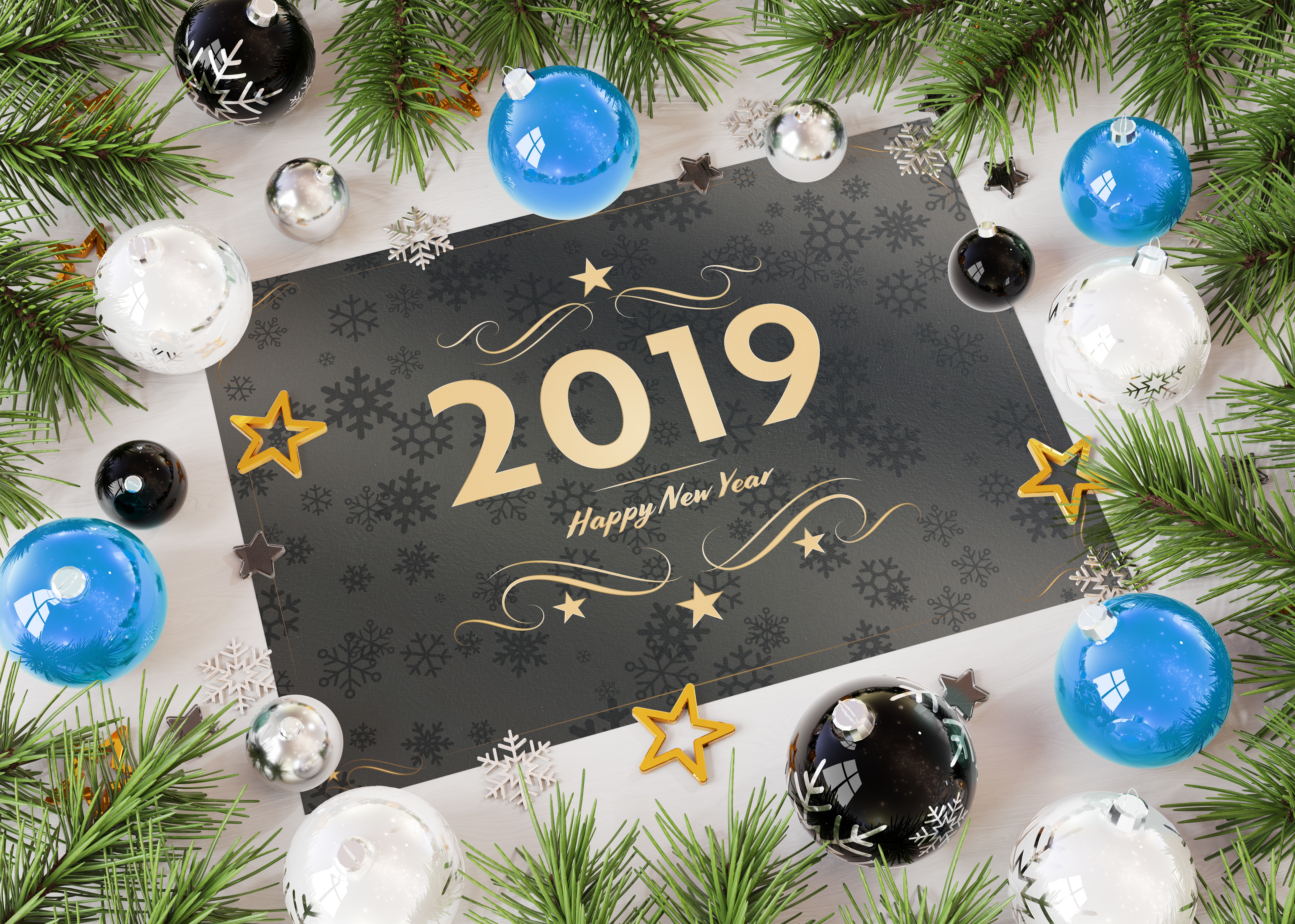 General 7500x5357 Christmas New Year 2019 (year) Christmas ornaments  numbers holiday