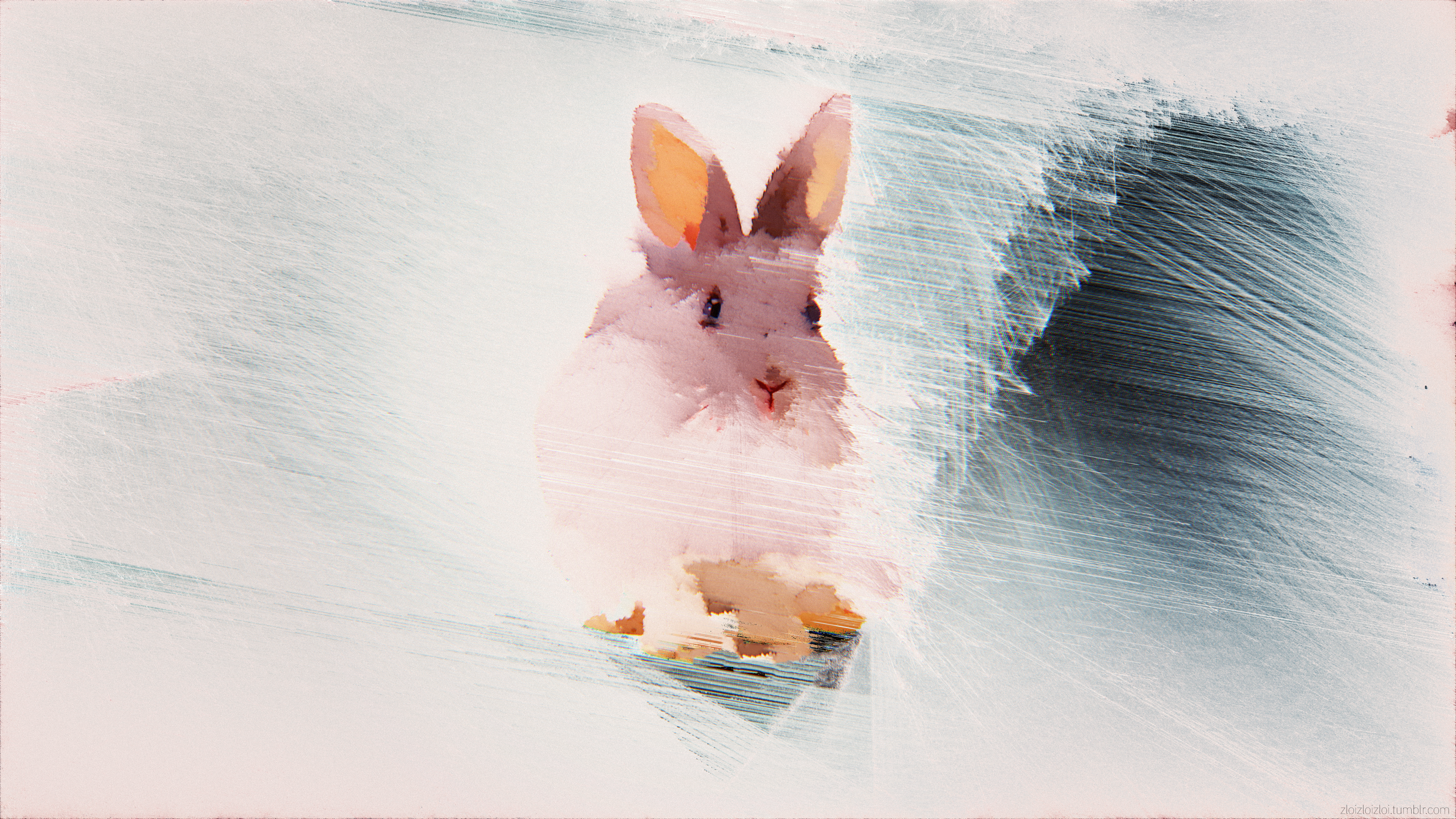 General 3840x2160 glitch art abstract digital art rabbits animals