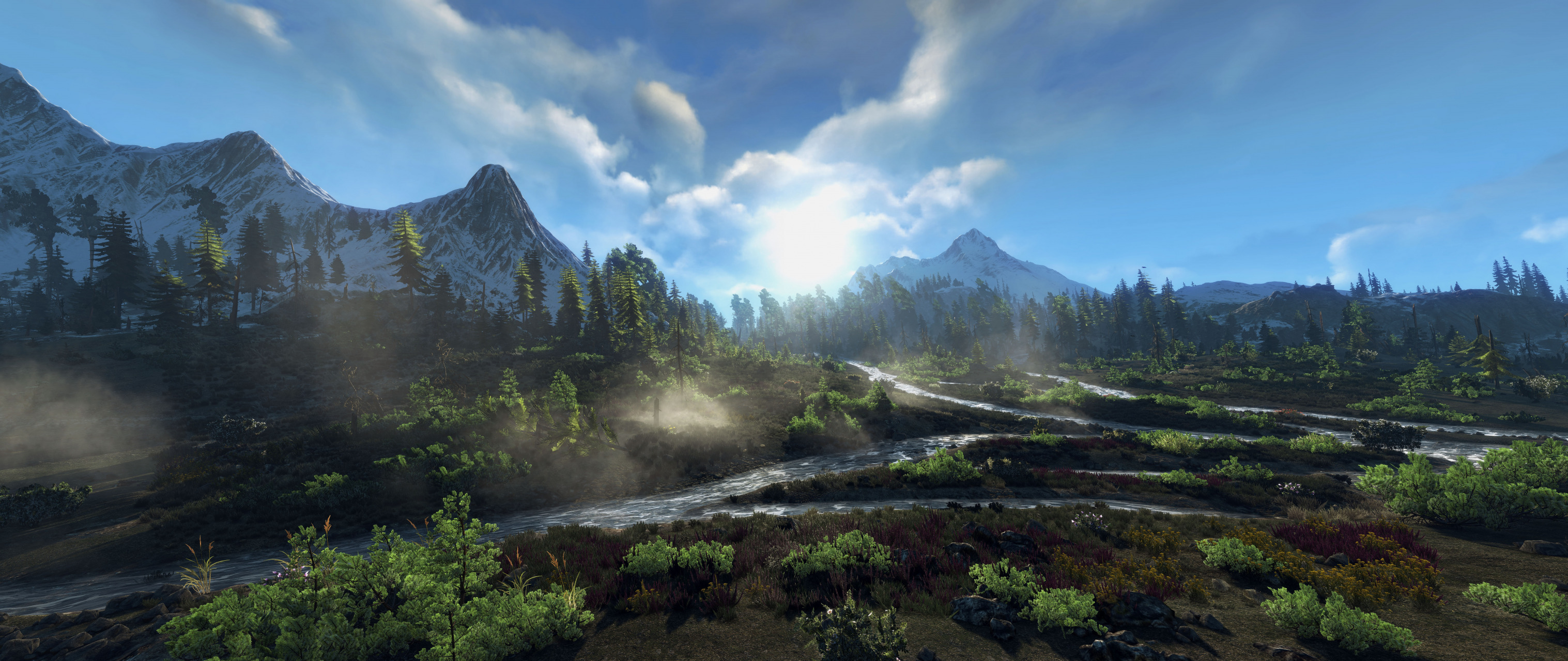 General 3034x1280 White Mountains landscape CD Projekt RED lake screen shot The Witcher 3: Wild Hunt clear sky The Witcher video games