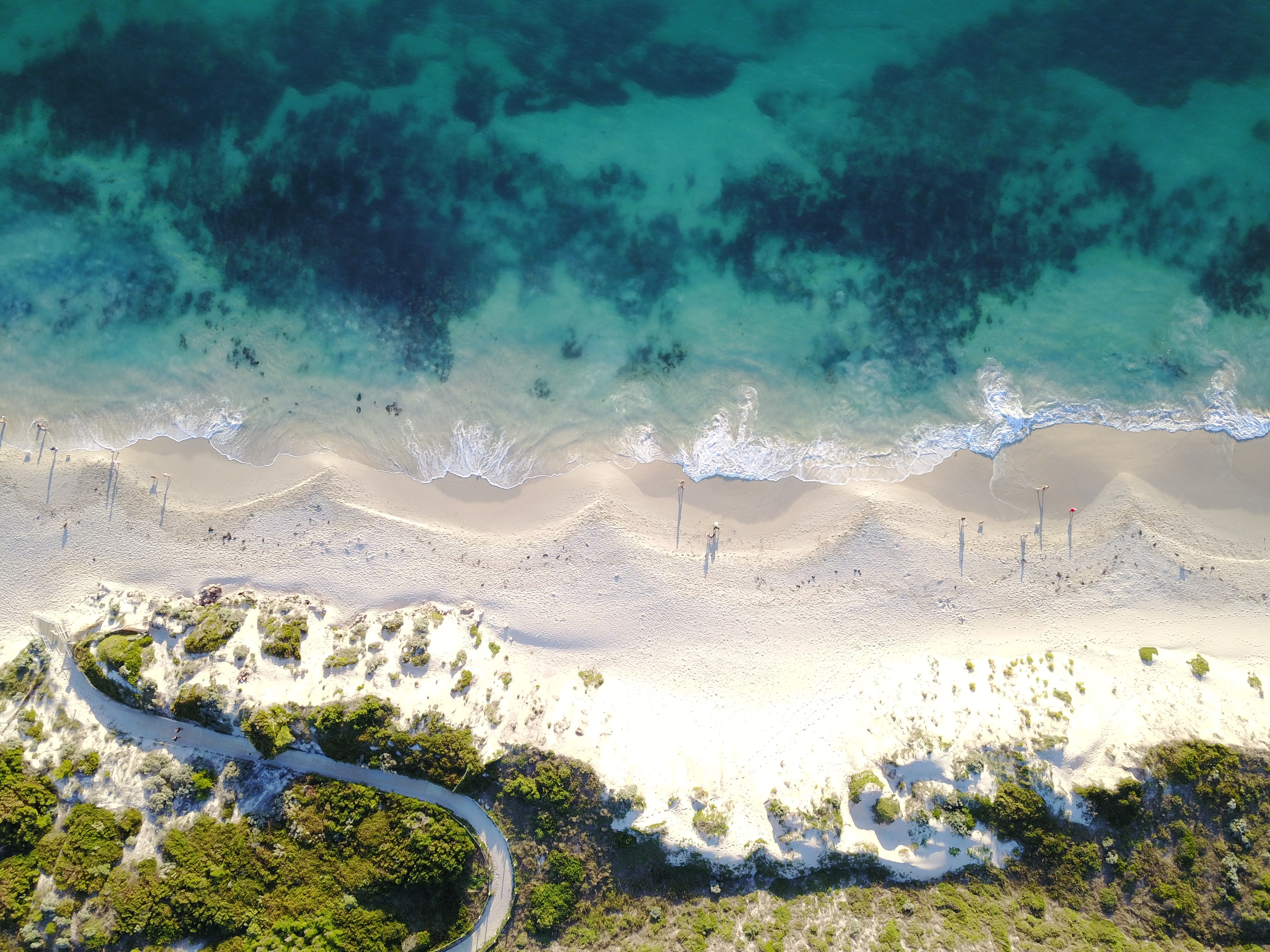 General 4000x3000 aerial view coast beach plants sand water sea waves coral reef Australia