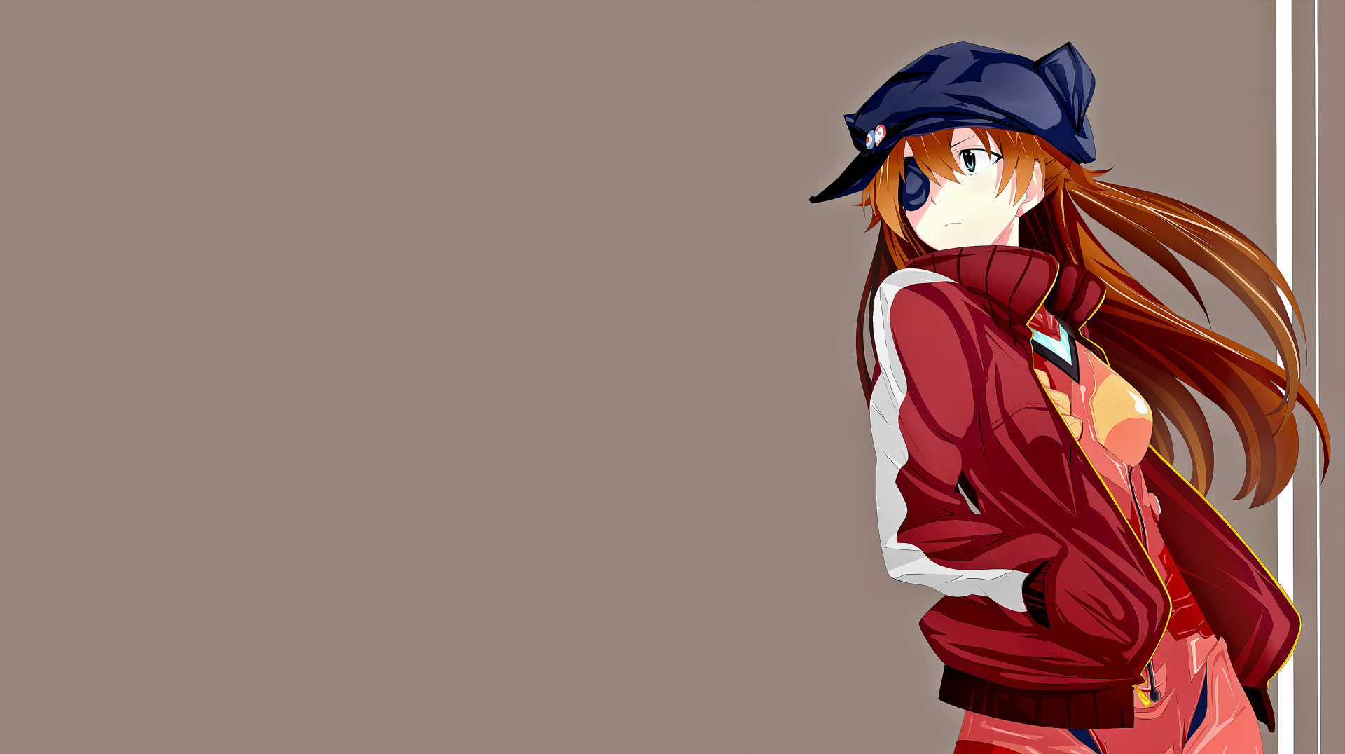Anime 1920x1076 Asuka Langley Soryu redhead Neon Genesis Evangelion plugsuit anime girls red jackets eyepatches bodysuit open jacket