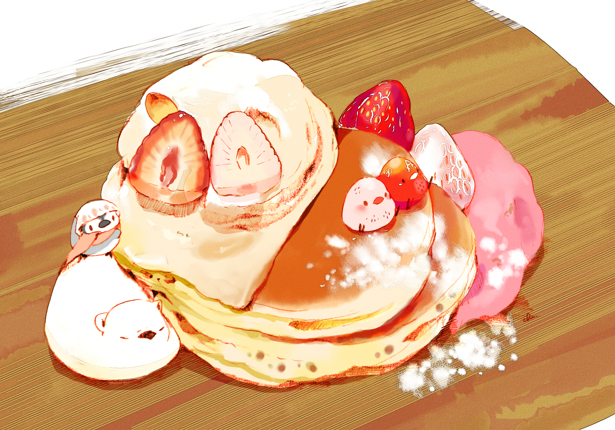 Anime 2000x1400 anime 2D artwork digital art food pancakes