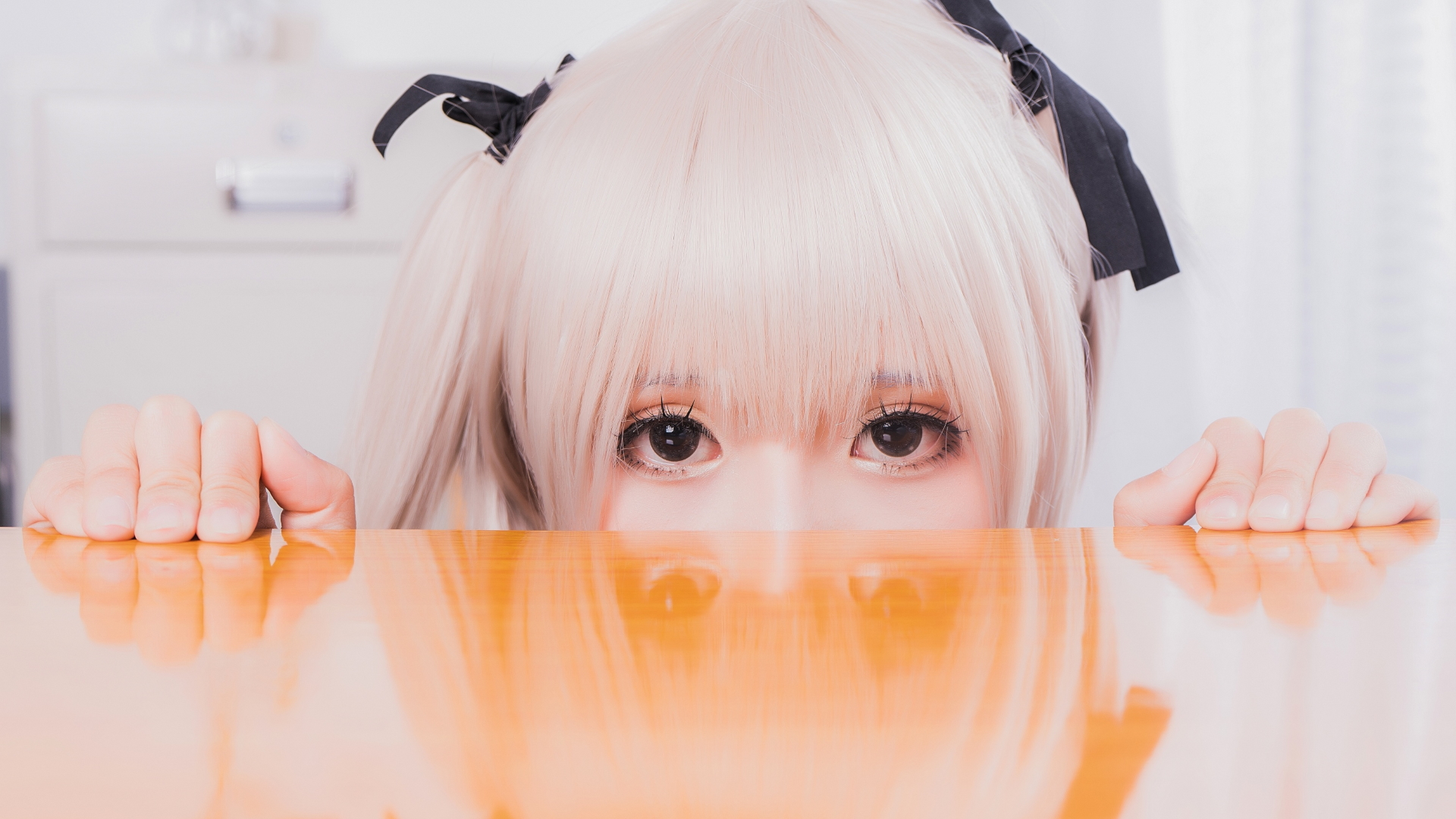 People 1920x1080 cosplay eyes Asian Kasugano Sora reflection frontal view women