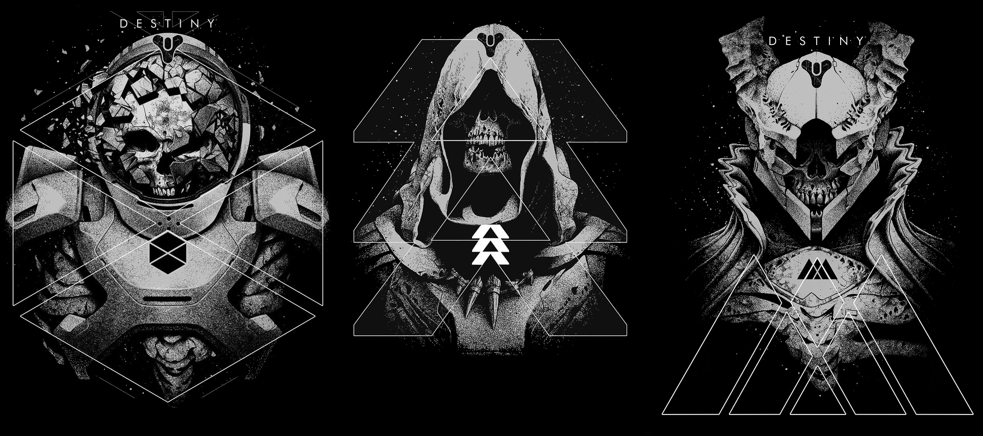 General 1920x853 Destiny 2 video game art video games skull monochrome frontal view