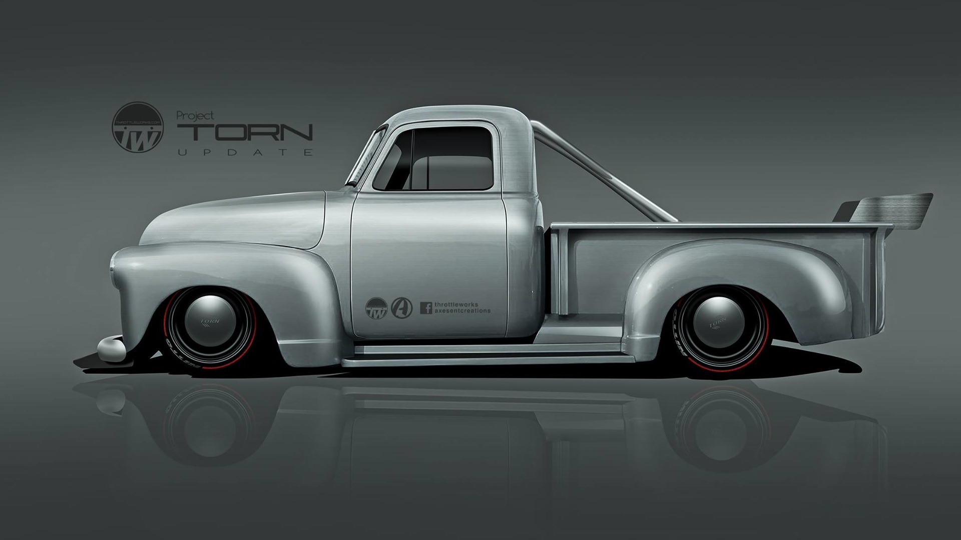 General 1920x1080 1954 Chevrolet pickup trucks CGI Axesent Creations American cars Chevrolet side view silver cars classic car digital art simple background watermarked