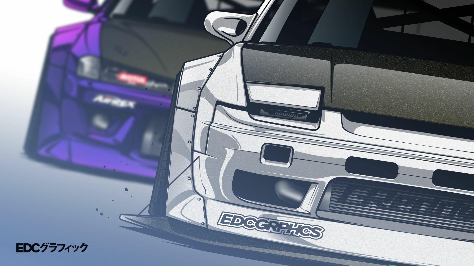 General 1920x1080 EDC Graphics Nissan Silvia CGI Nissan 240SX Japanese cars Nissan Nissan Silvia S14 pop-up headlights