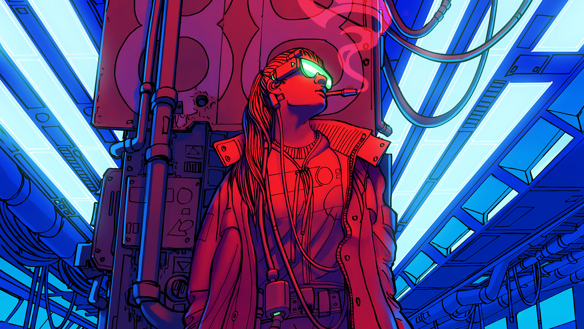 General 1920x1080 digital art science fiction cyberpunk