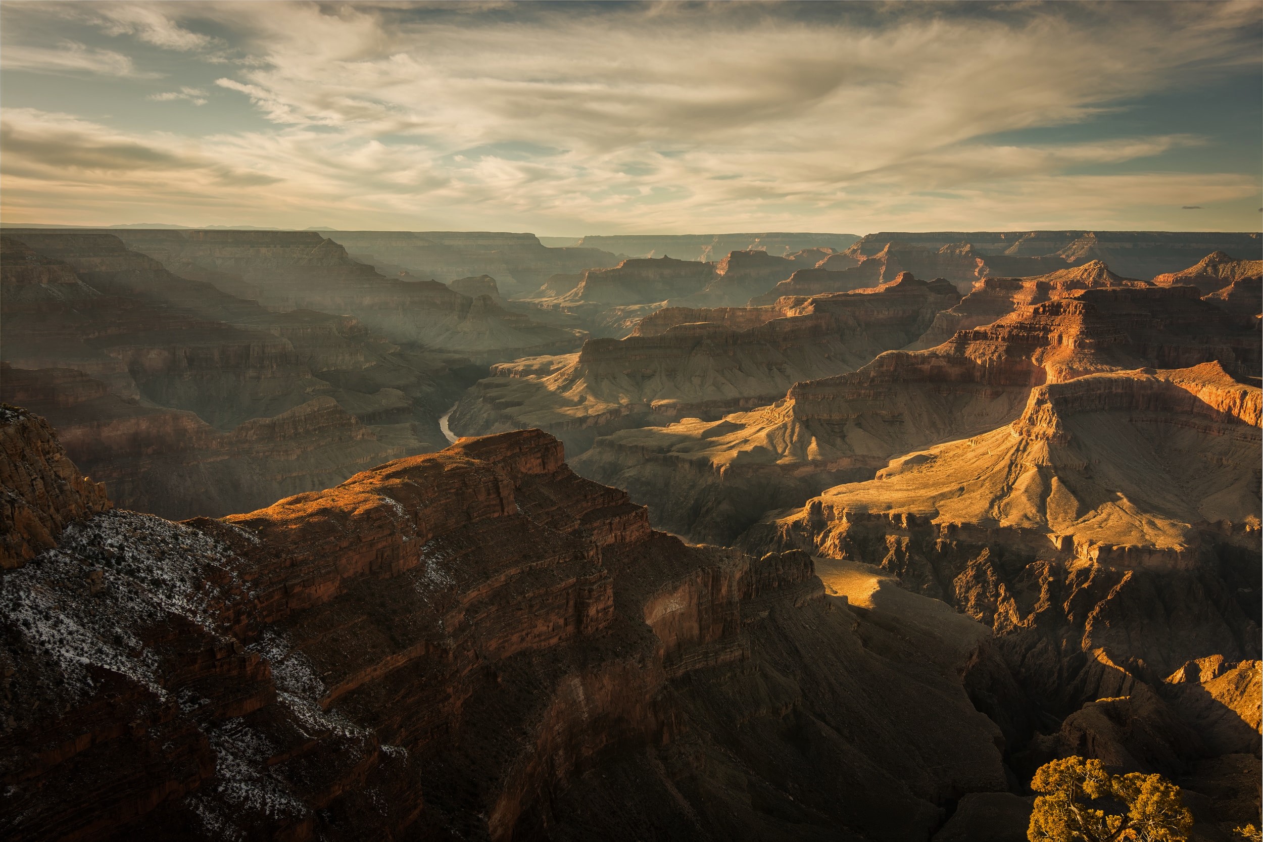 General 2500x1667 Grand Canyon National Park USA valley mountains nature clouds sky trees rocks horizon cliff