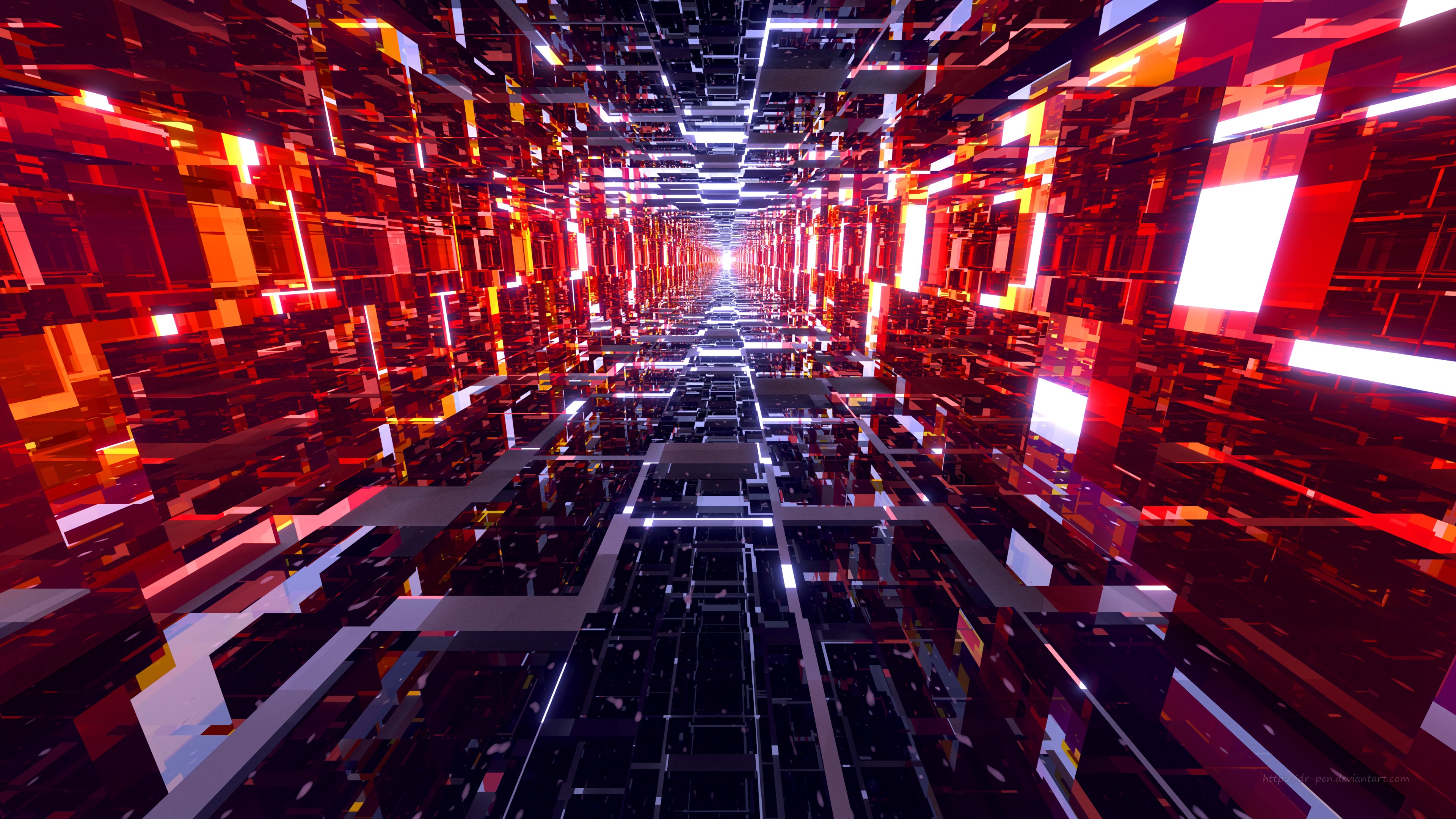 General 3840x2160 abstract 3D Abstract neon tunnel bright glowing perspective CGI