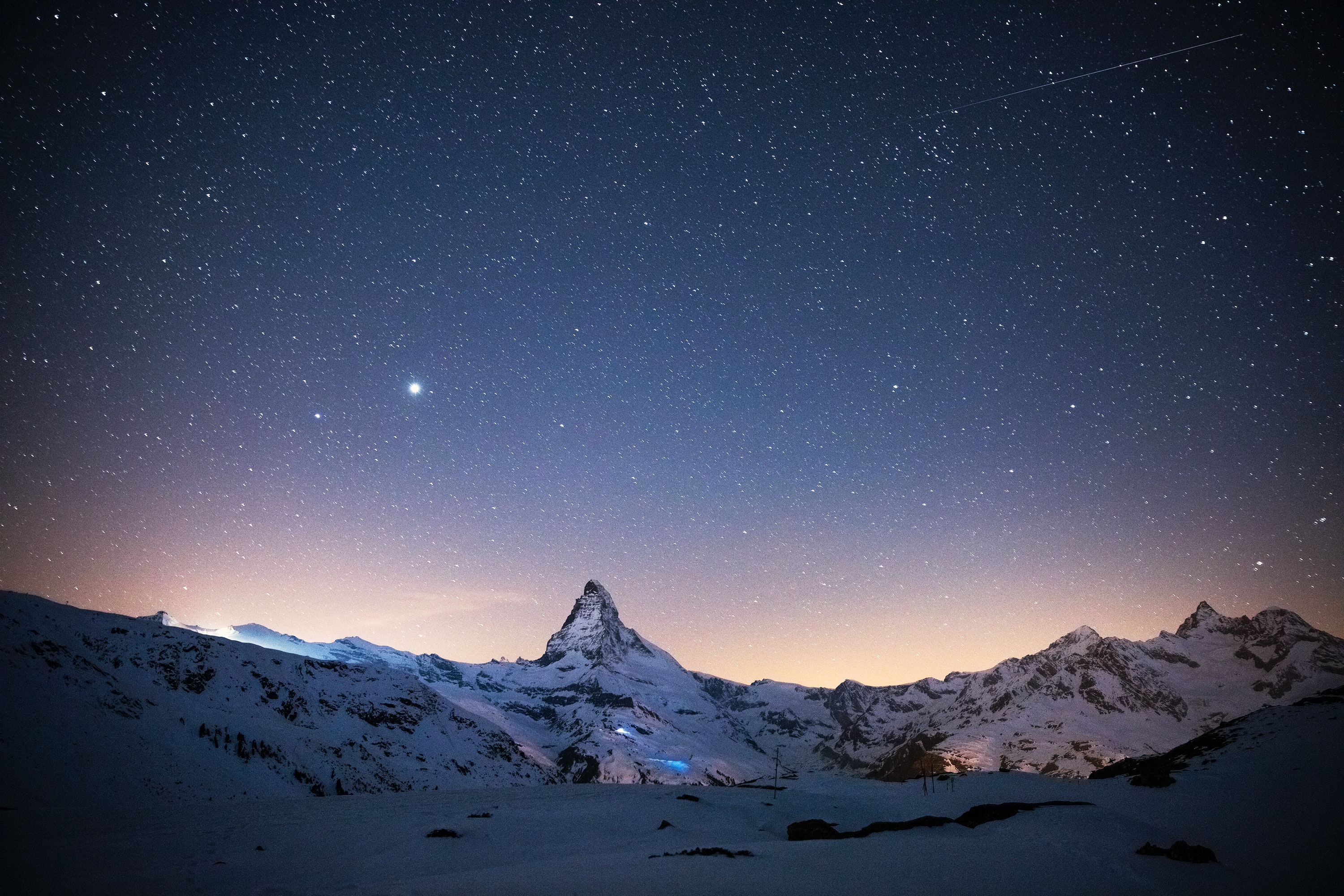 General 3000x2000 landscape nature mountains starry night snow Matterhorn