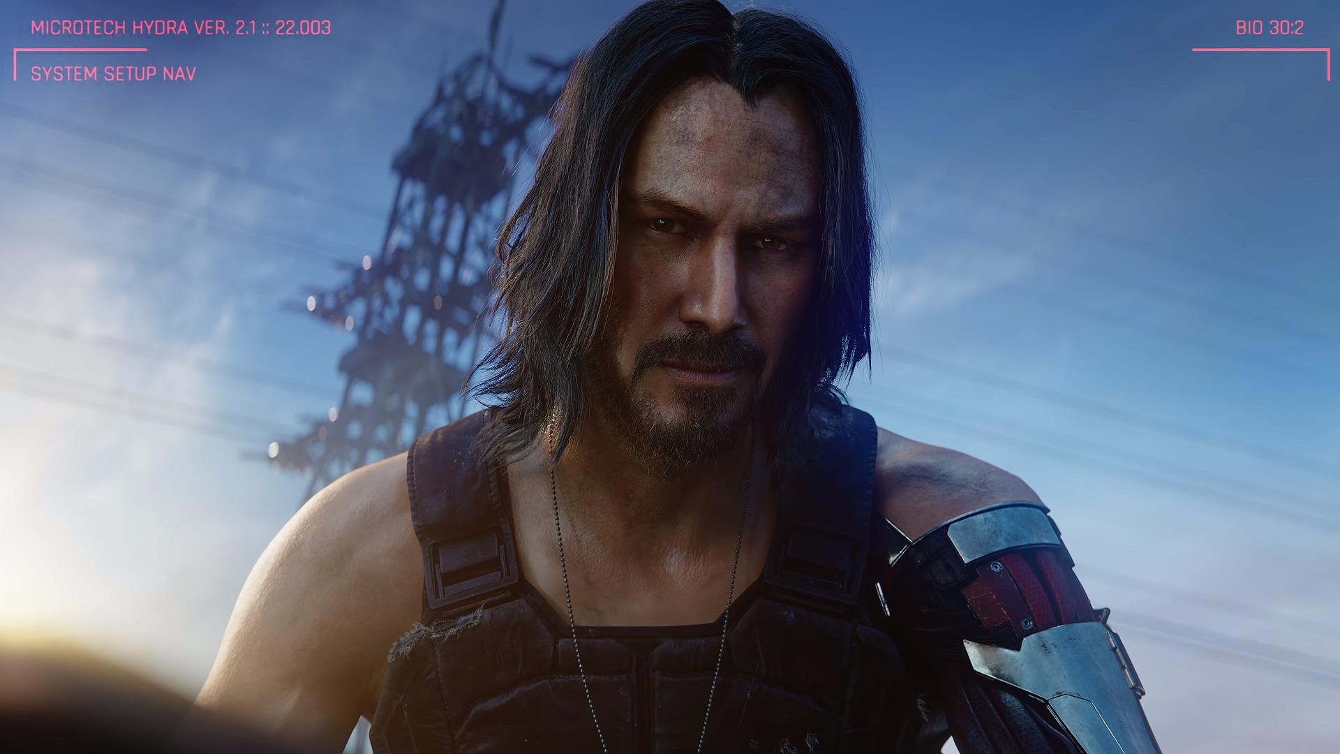 General 1920x1080 Keanu Reeves E3event core2team video games beard men PC gaming CD Projekt RED Cyberpunk 2077 Johnny Silverhand video game men video game characters looking at viewer