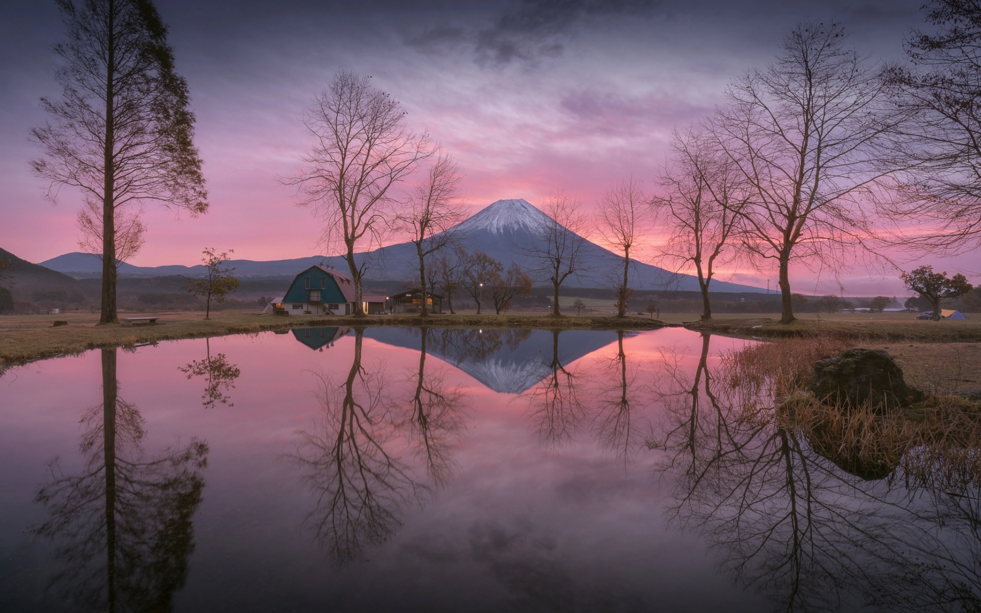 General 1920x1200 landscape lake nature volcano purple sky Japan Mount Fuji