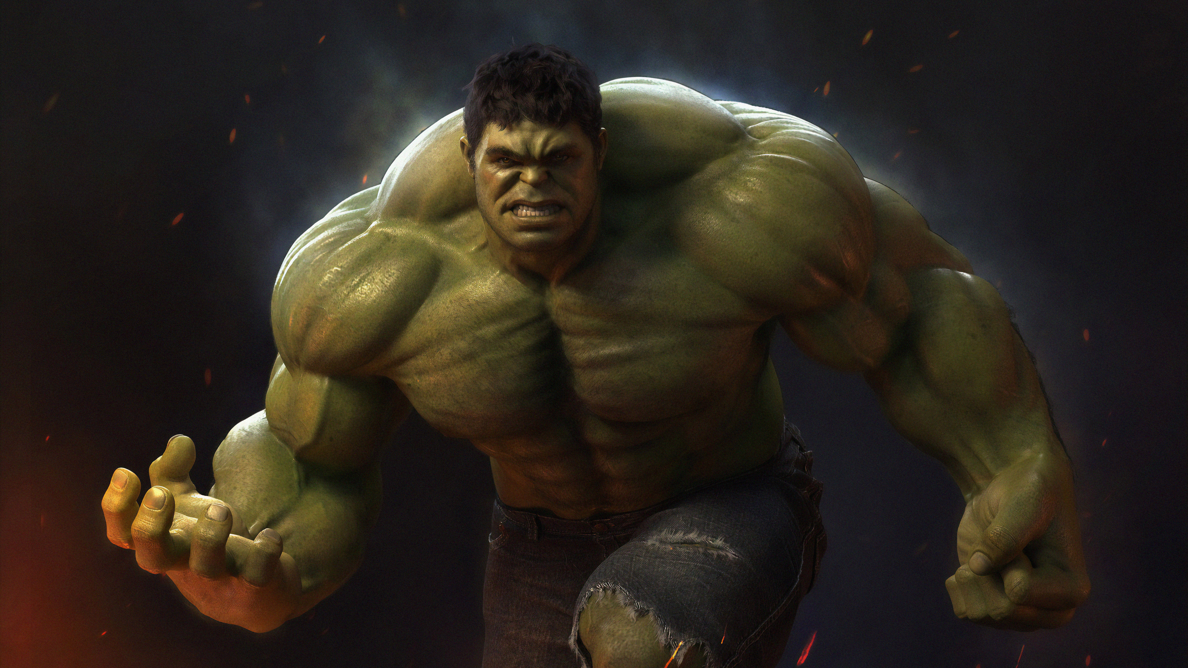 General 3840x2160 Hulk Hulk (film) muscles superhero Marvel Cinematic Universe Avengers Endgame green digital art