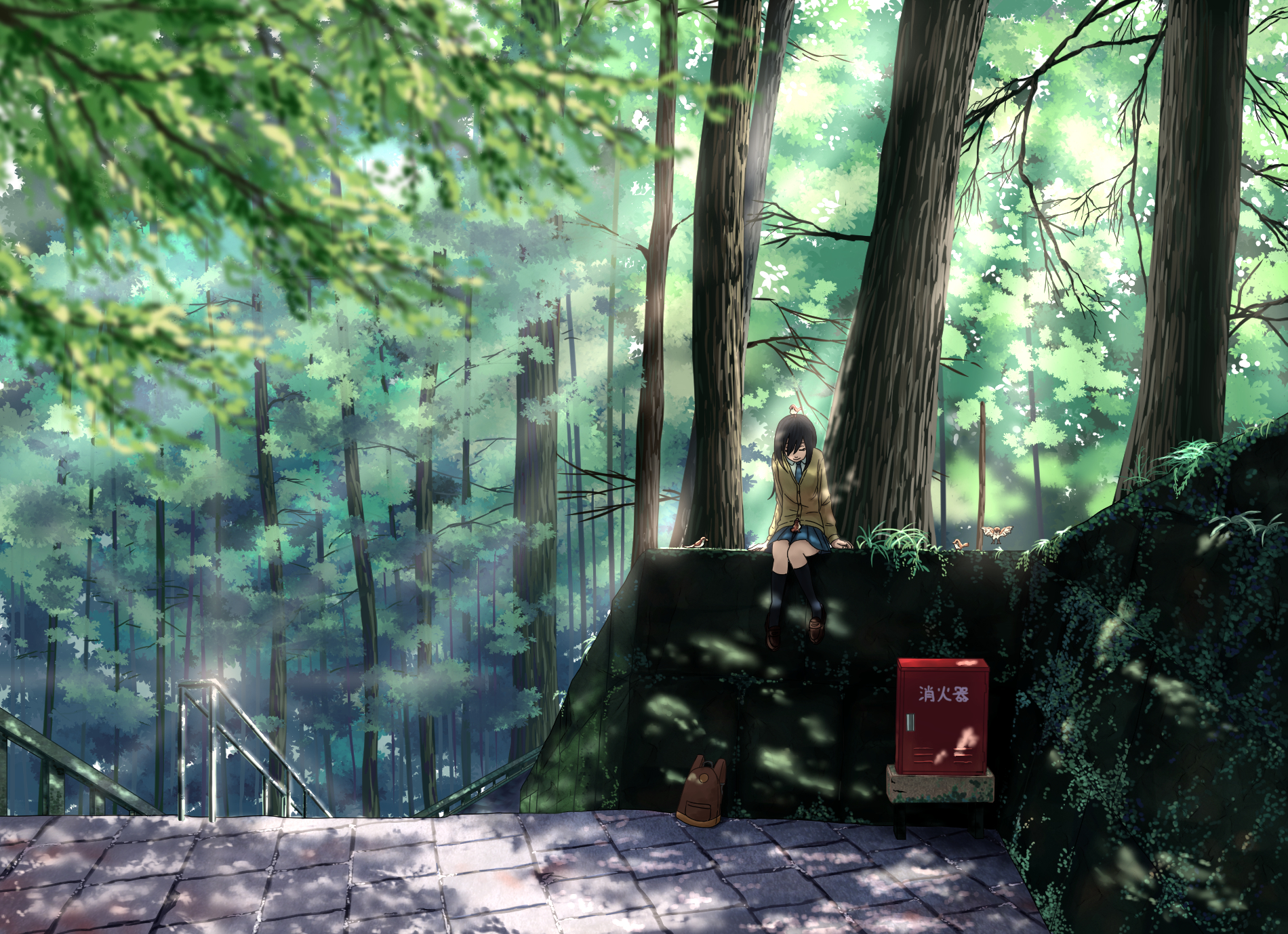 Anime 1900x1378 digital art artwork anime girls landscape