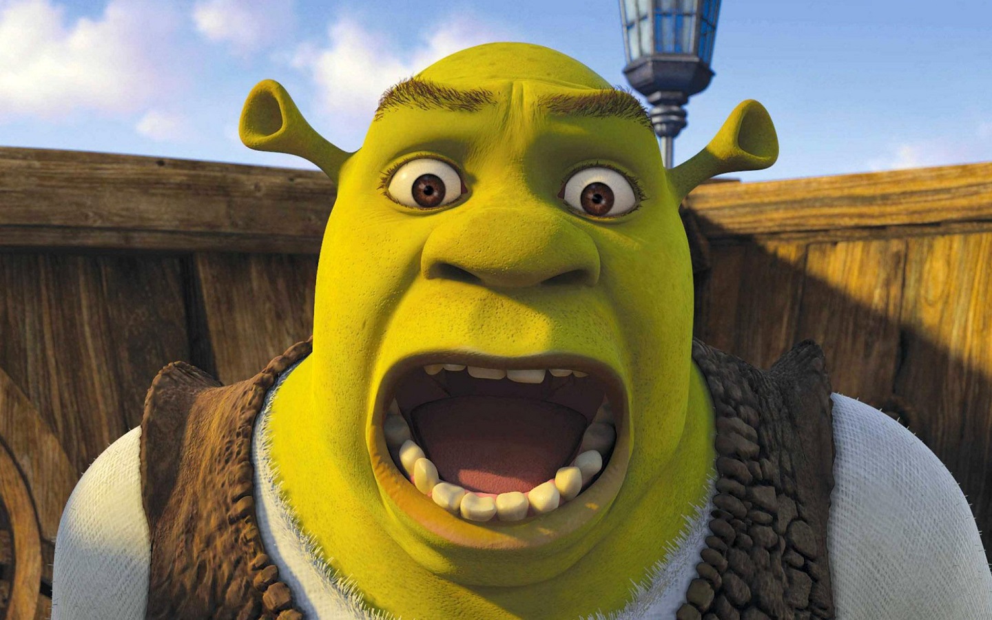 General 1440x900 Shrek movies animated movies Dreamworks screaming frontal view portrait