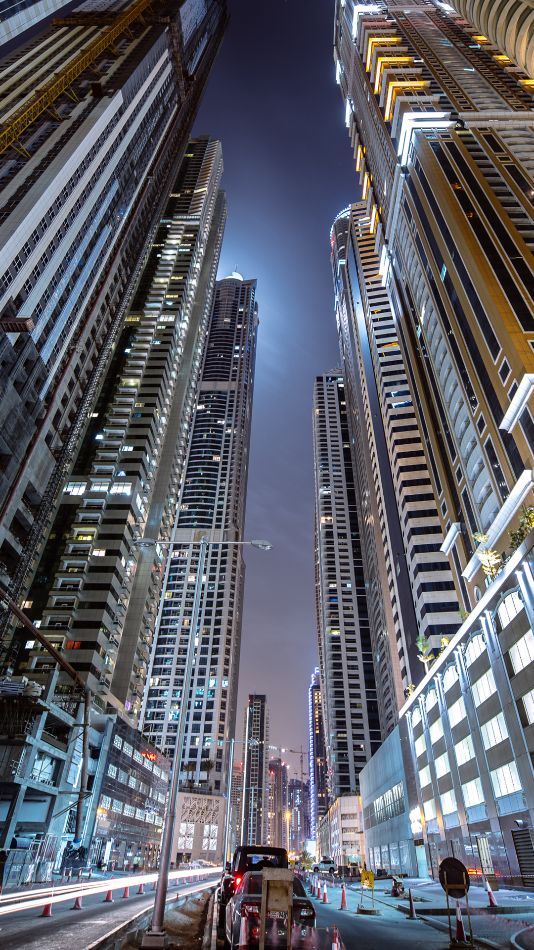 General 1080x1920 architecture building cityscape skyscraper city portrait display street night car United Arab Emirates Dubai road sign