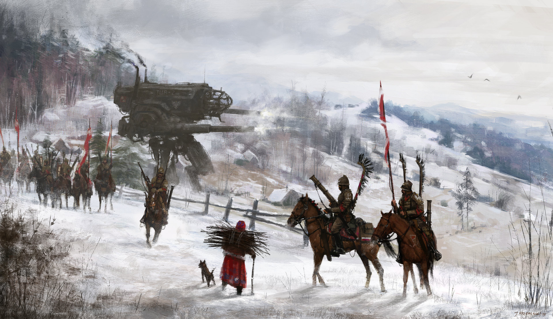 General 1920x1108 Iron Harvest fantasy art mechs artwork winter snow