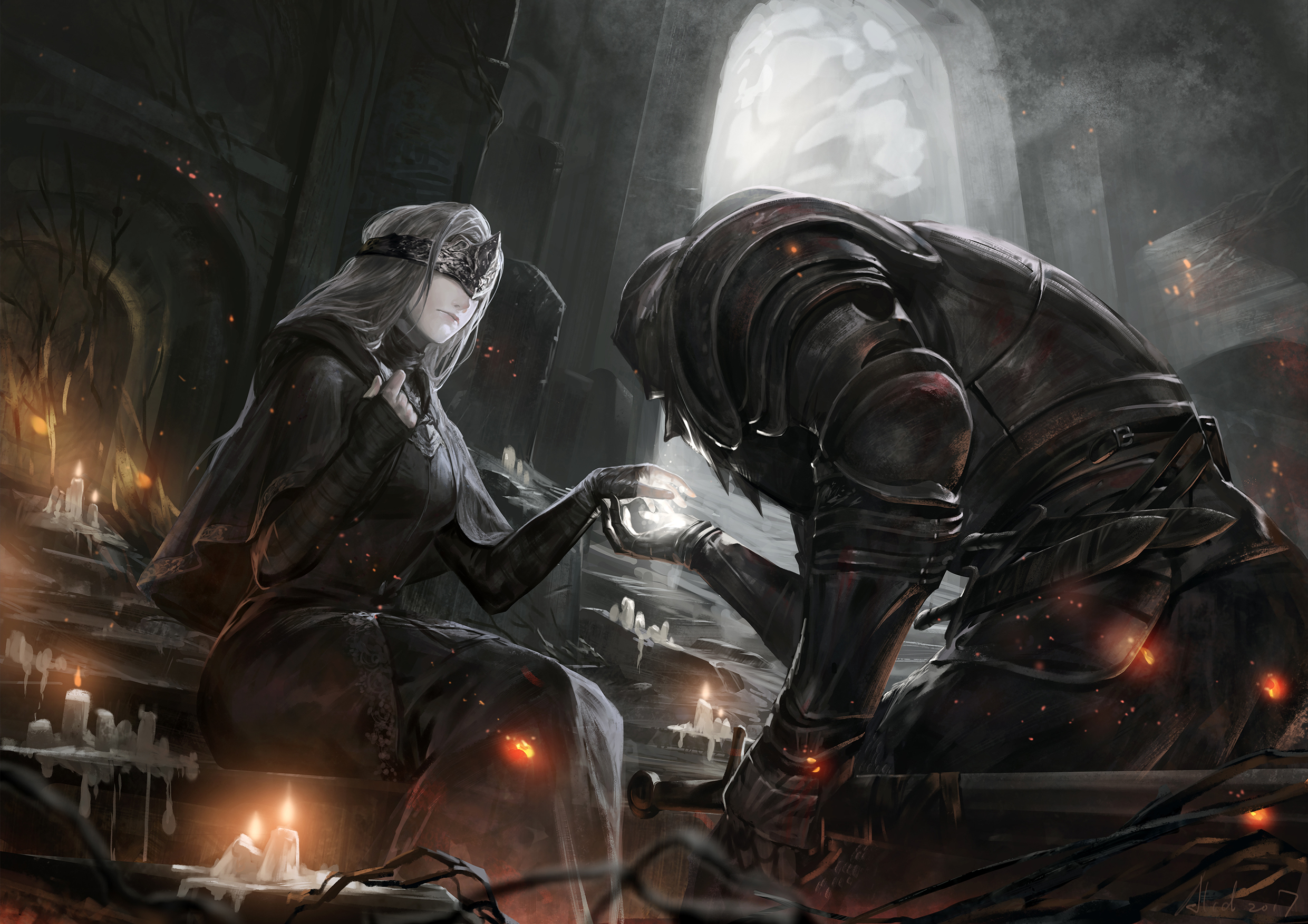 General 2481x1754 Dark Souls Dark Souls III Fire Keeper alcd Pixiv Fantasia digital art