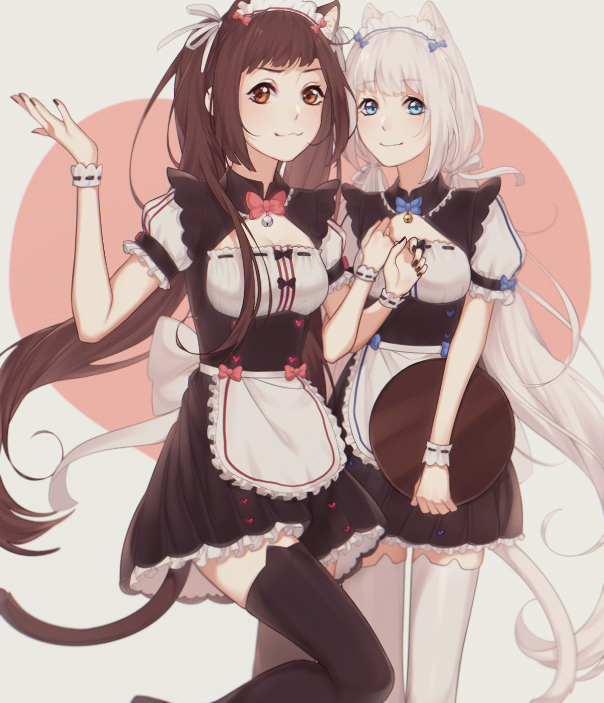 Anime 1200x1396 Nekopara anime girls cat ears maid outfit cat girl Vanilla (Neko Para) Chocolat (Neko Para)
