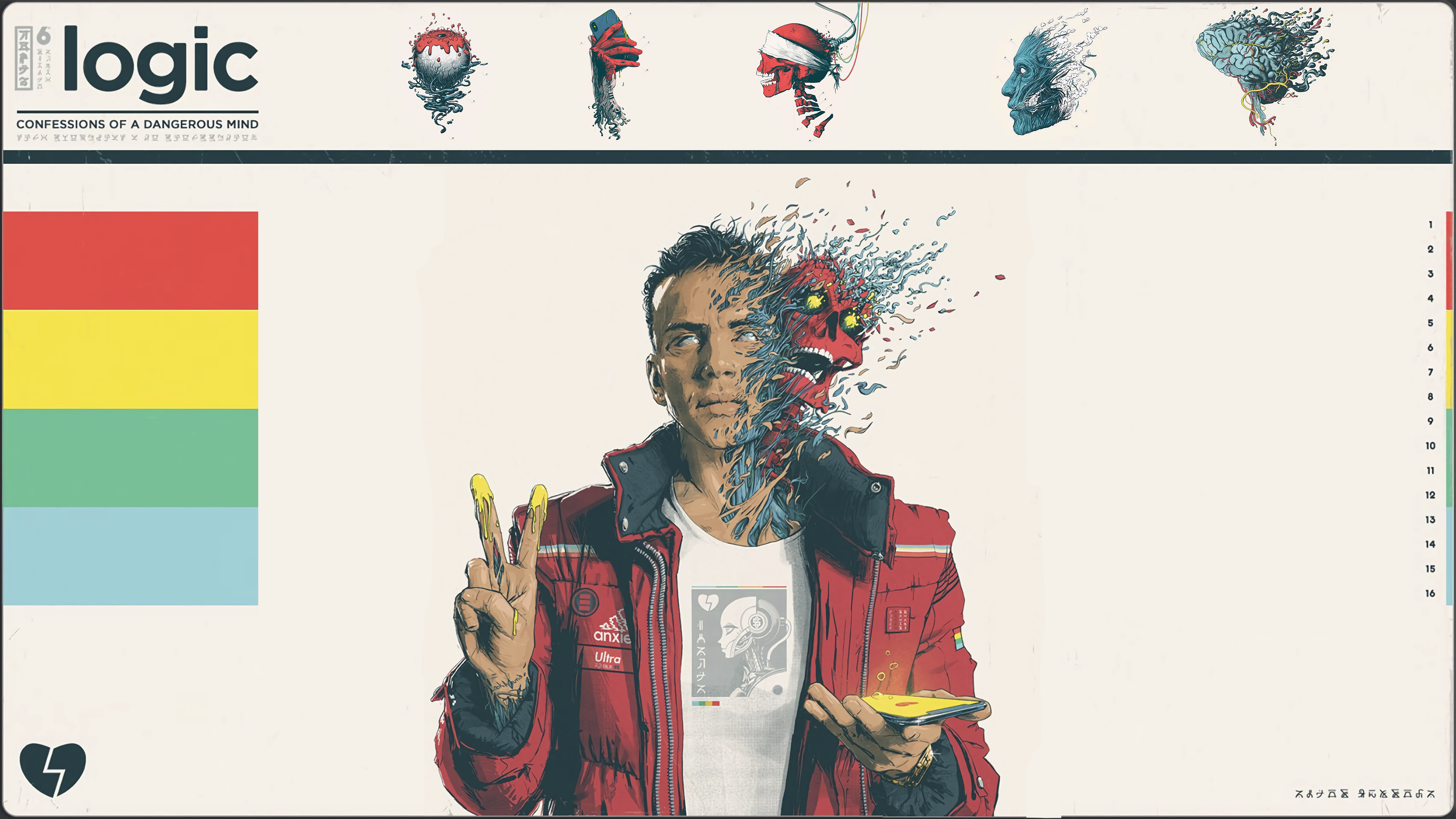 General 3840x2160 artwork white background Rapper cover art edit skull digital art men album covers