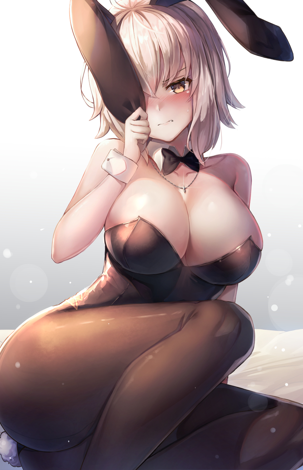 Anime 1000x1553 huge breasts short hair bunny girl bunny ears blushing embarrassed Fate series anime Fate/Grand Order