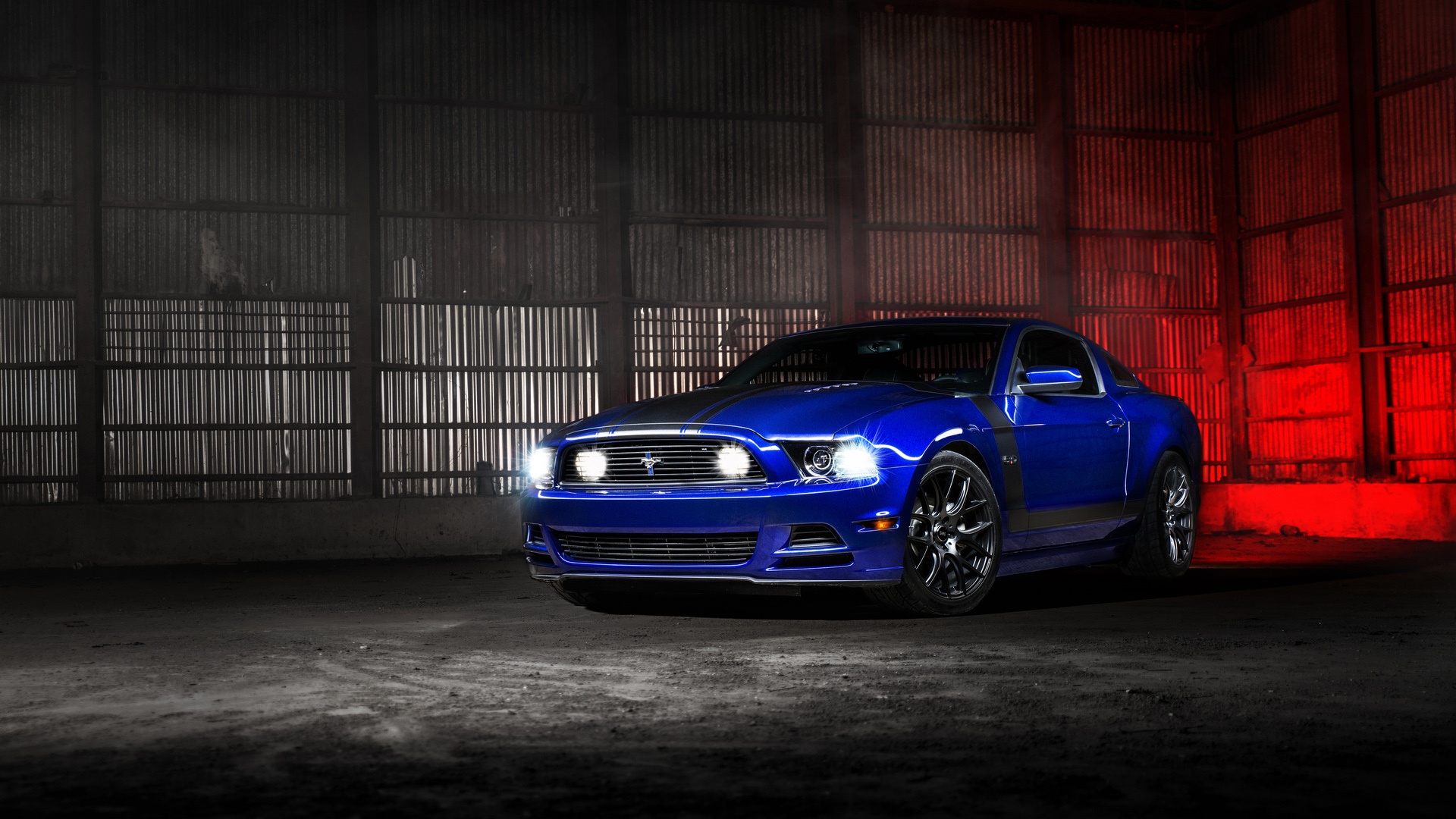 General 1920x1080 Ford Mustang blue cars car vehicle asphalt Ford Ford Mustang S-197 II muscle cars American cars