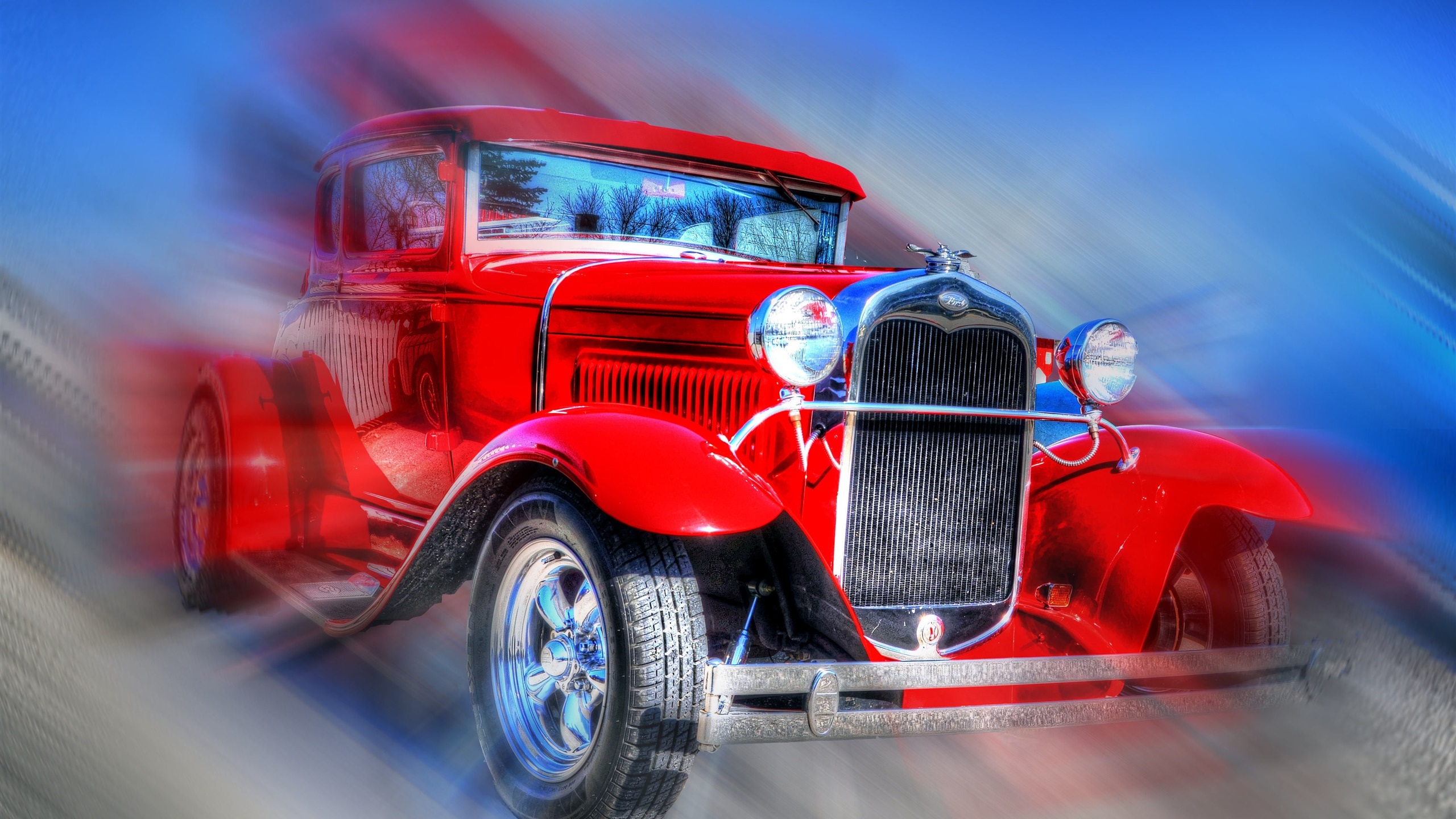 General 2560x1440 old car red car oldtimers vehicle red cars artwork