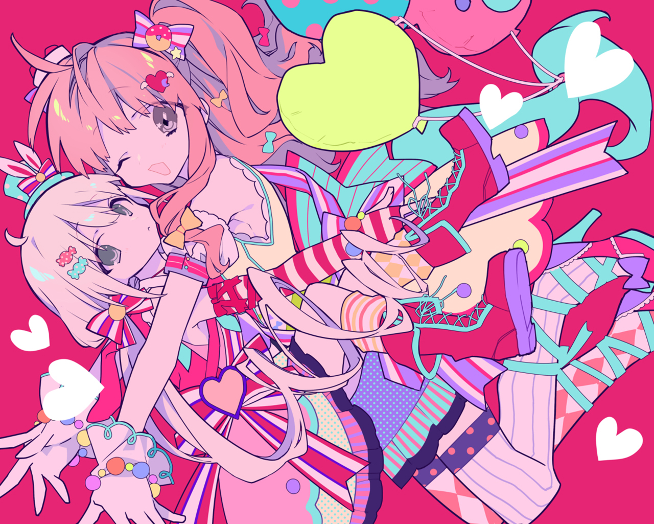 Anime 1280x1025 anime illustration anime girls colorful