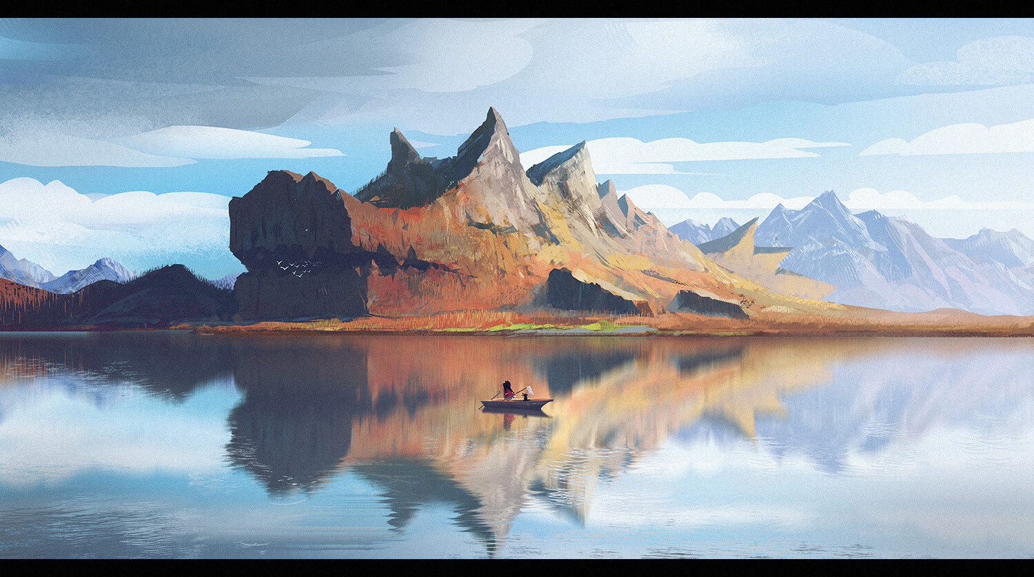 General 1500x837 artwork digital art fantasy art lake mountains wan bao