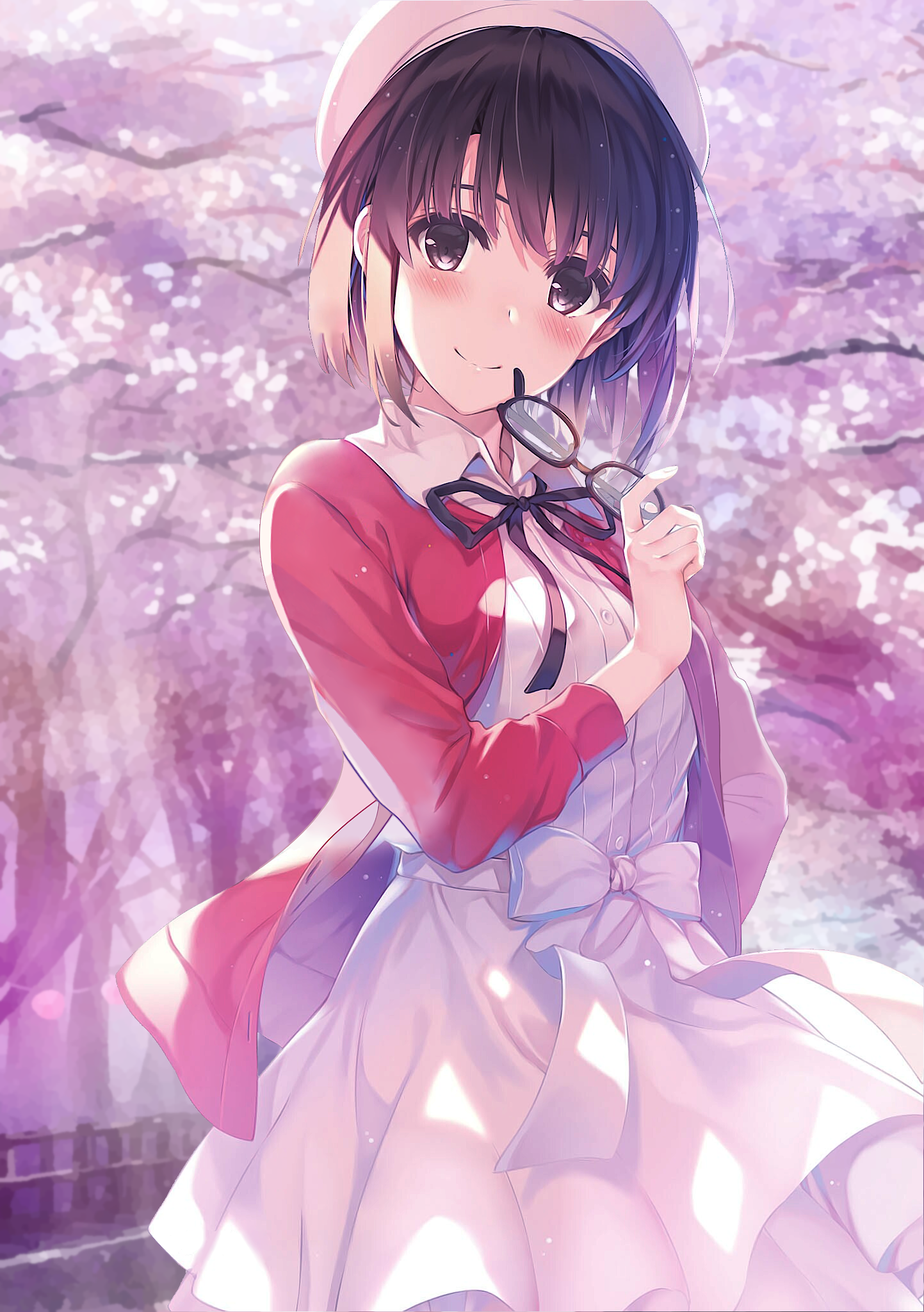 Anime 1443x2048 anime anime girls Saenai Heroine no Sodatekata Katou Megumi glasses dress cherry blossom