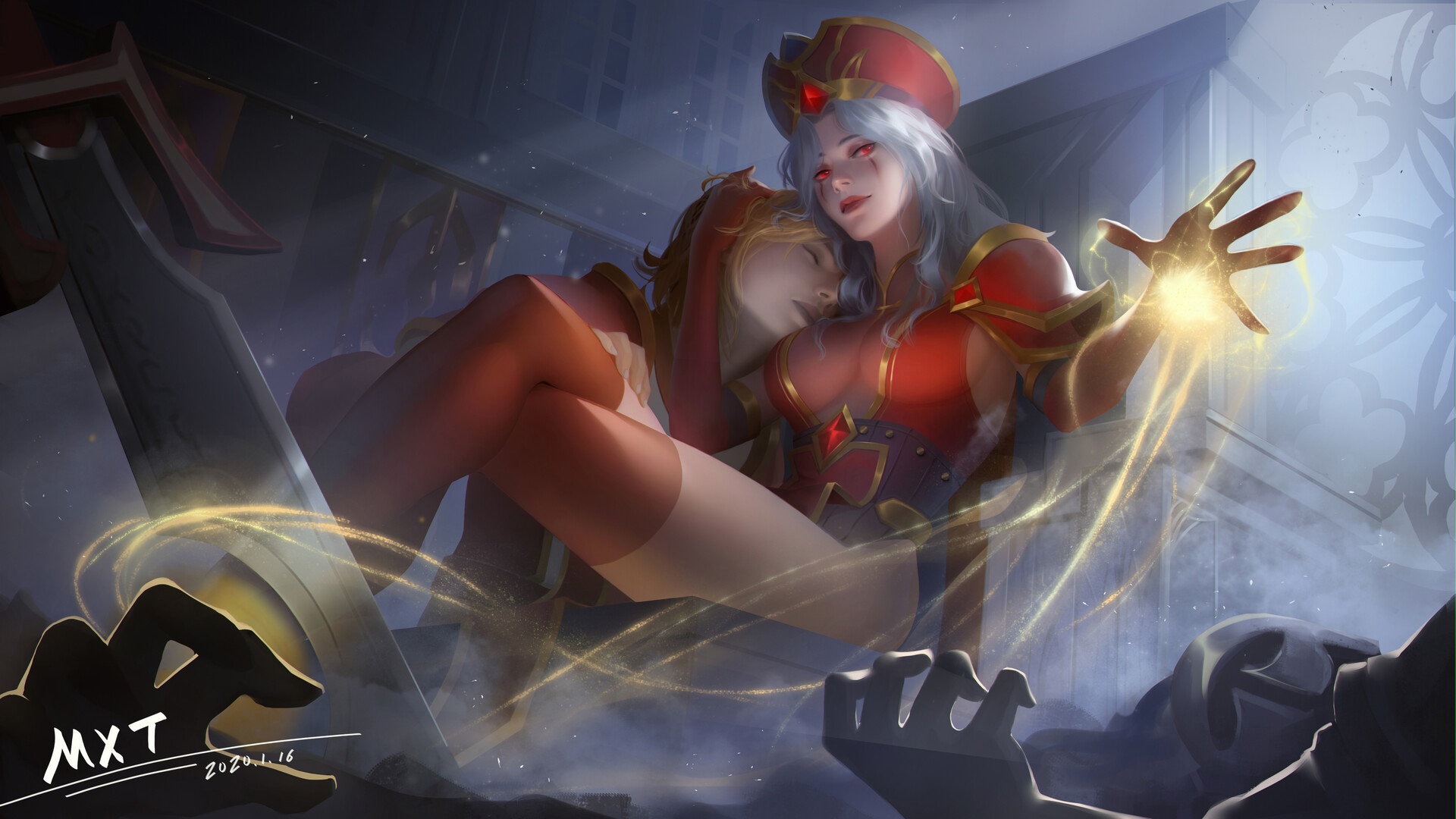 General 1920x1080 Sally Whitemane Scarlet_Crusade low-angle video game art video games soldier dead magic face paint thighs hands