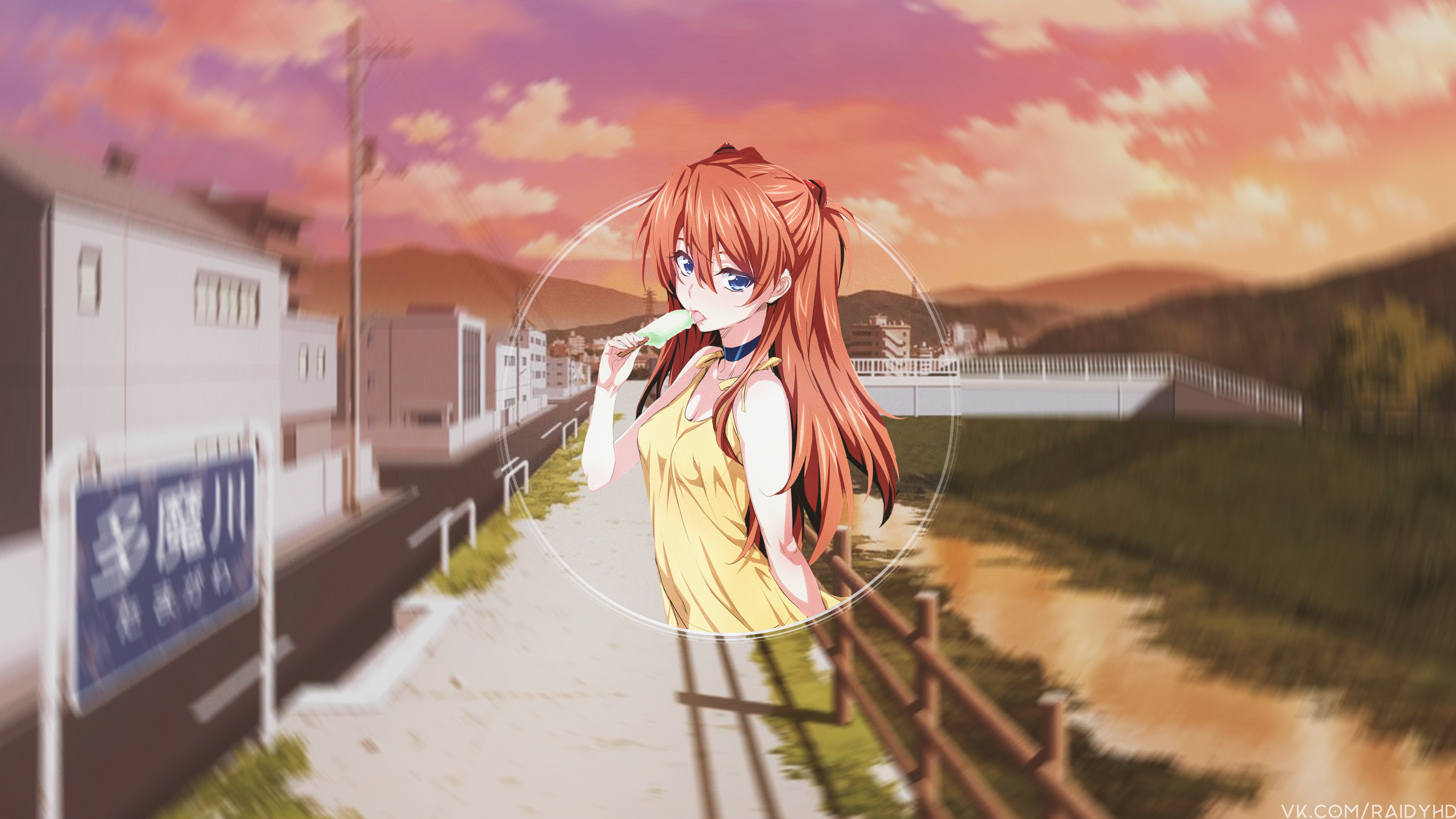 Anime 3840x2160 anime anime girls picture-in-picture Neon Genesis Evangelion Asuka Langley Soryu popsicle