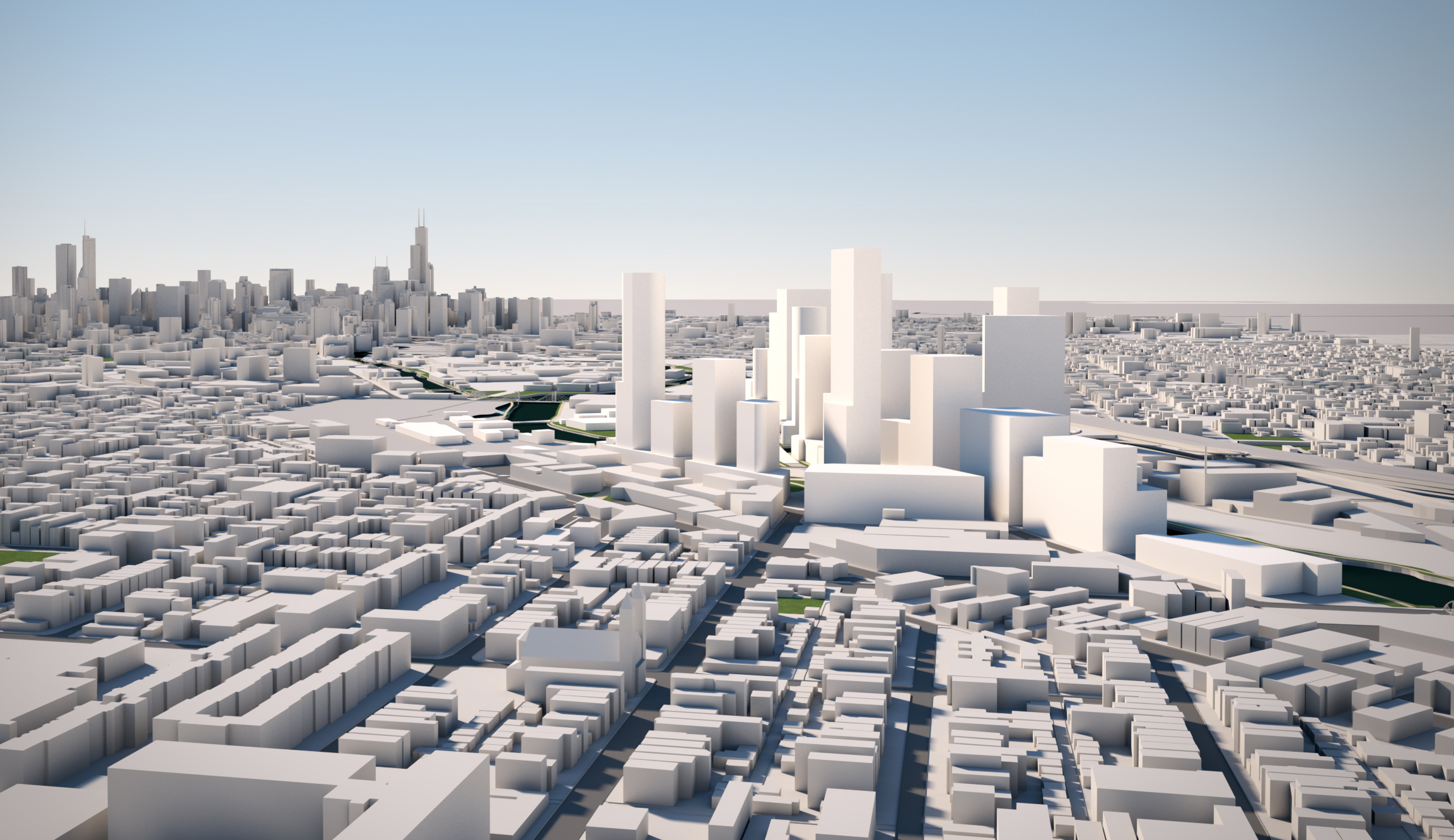 General 2306x1332 digital art CGI cityscape building street skyscraper