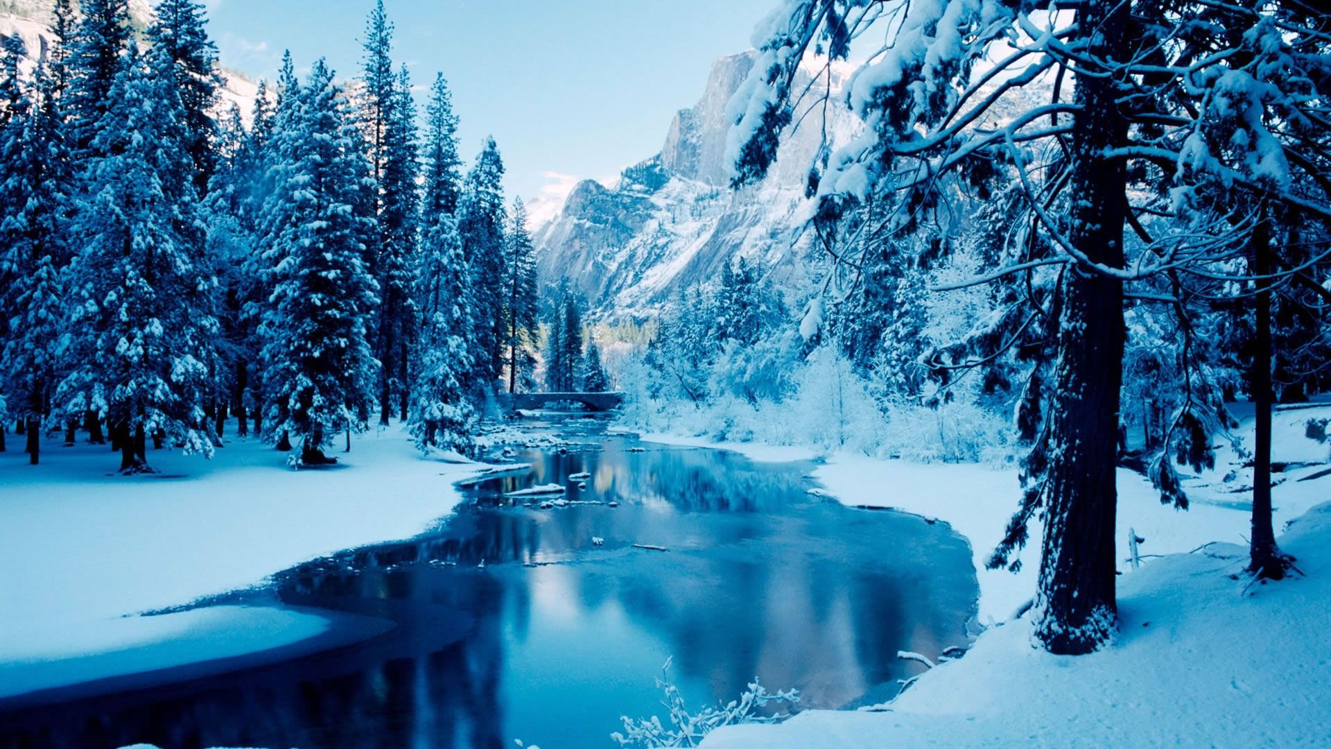General 1920x1080 snow nature trees winter cyan river