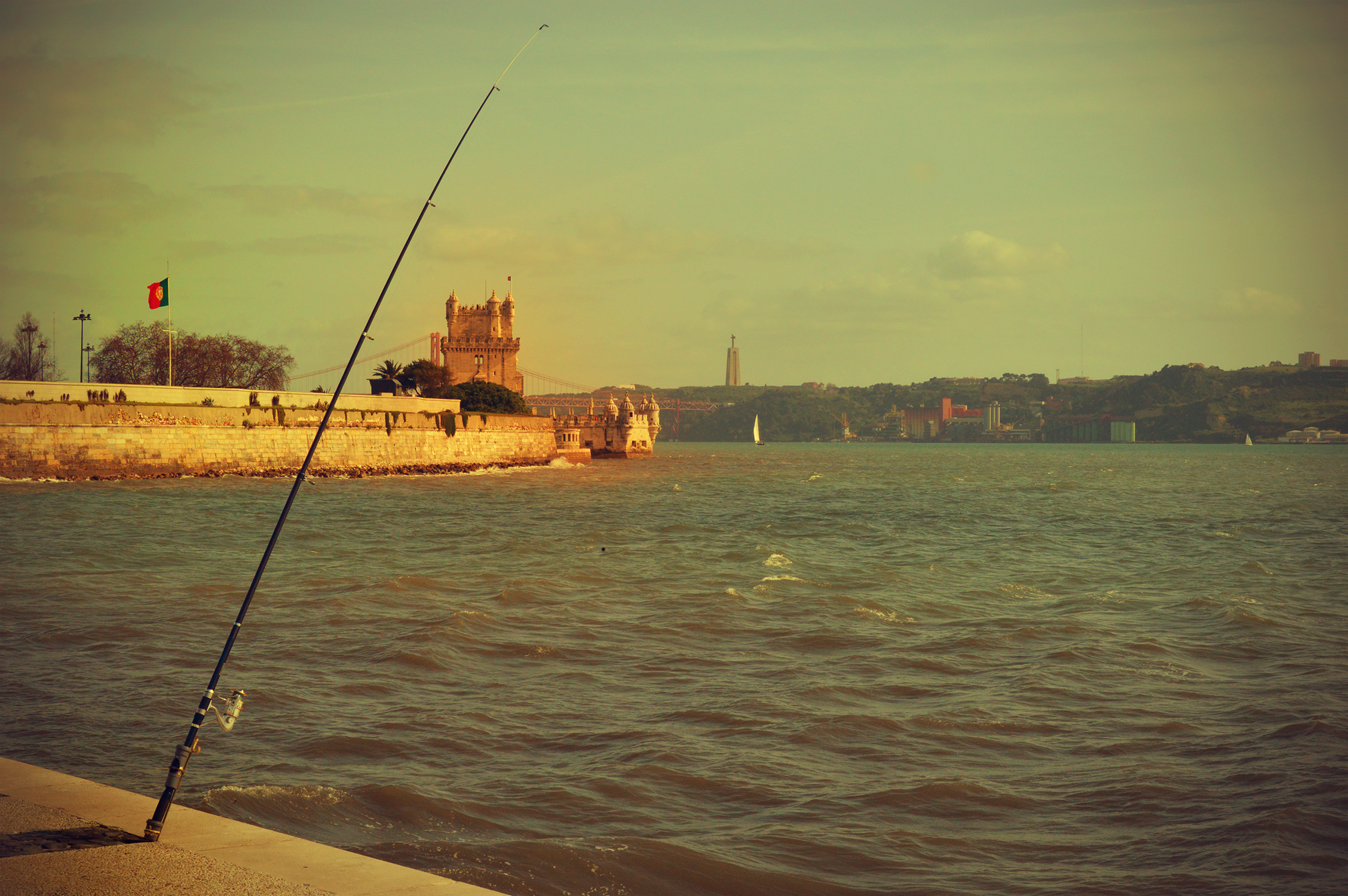 General 2256x1500 Lisbon Portugal river fishing rod outdoors water Torre de Belém