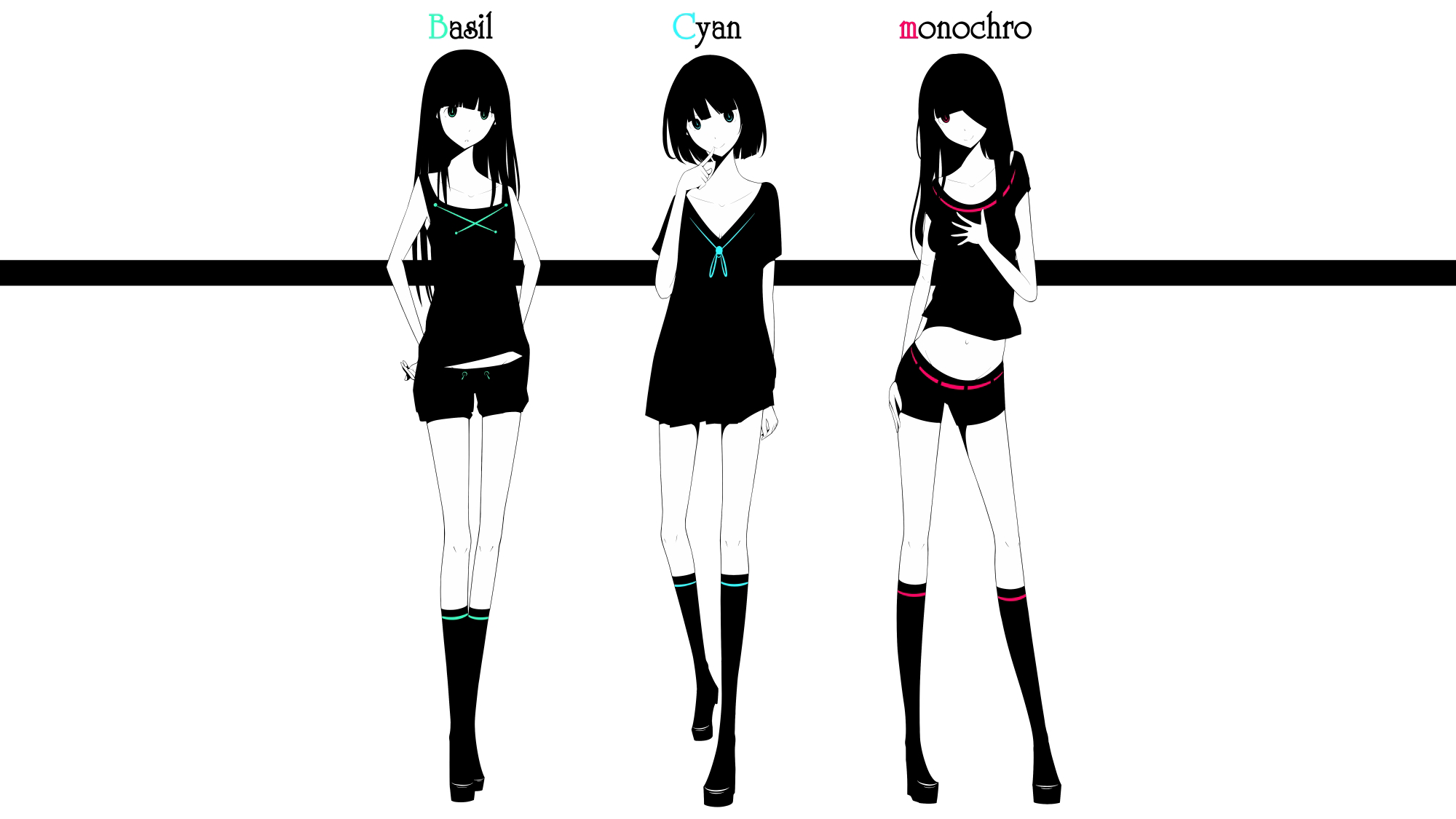 Anime 2000x1125 haru@ anime girls simple background thigh-highs dress long hair short hair shorts shirt