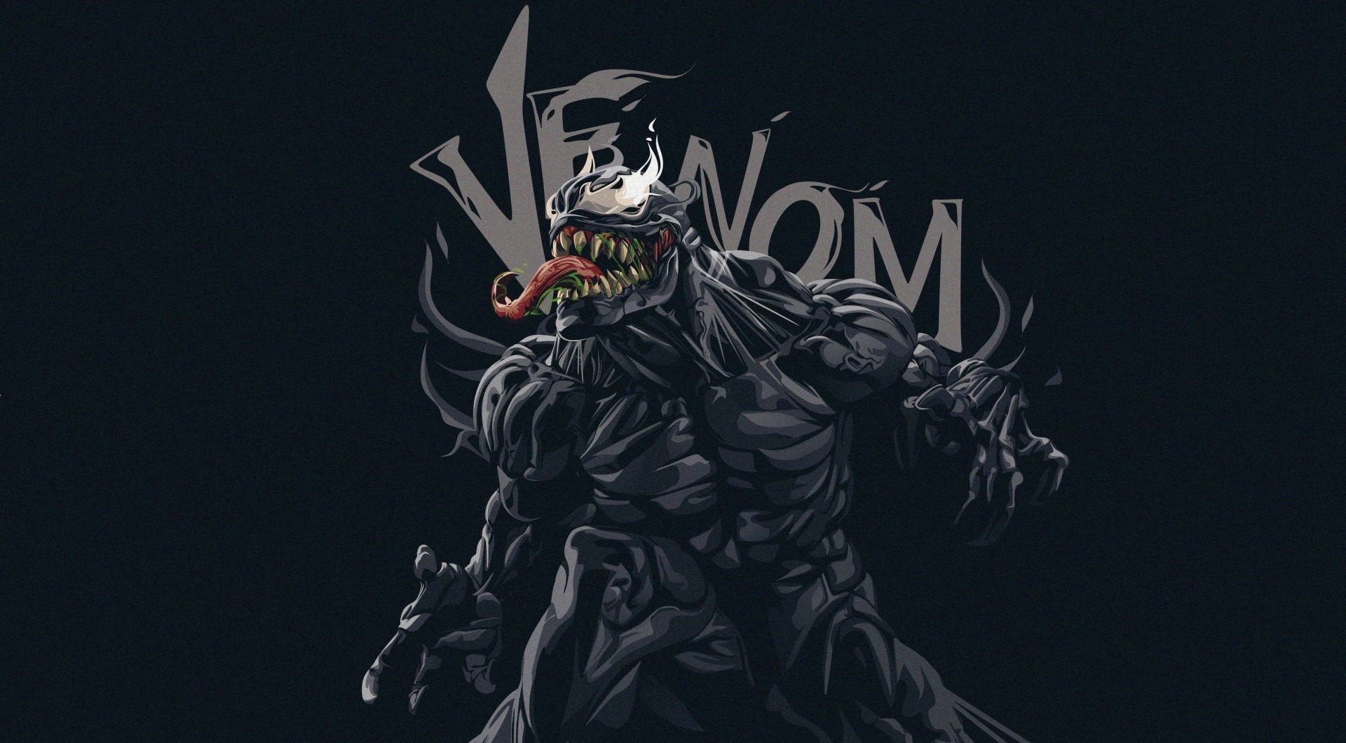 General 1920x1060 artwork creature Venom black black background comics Marvel Comics