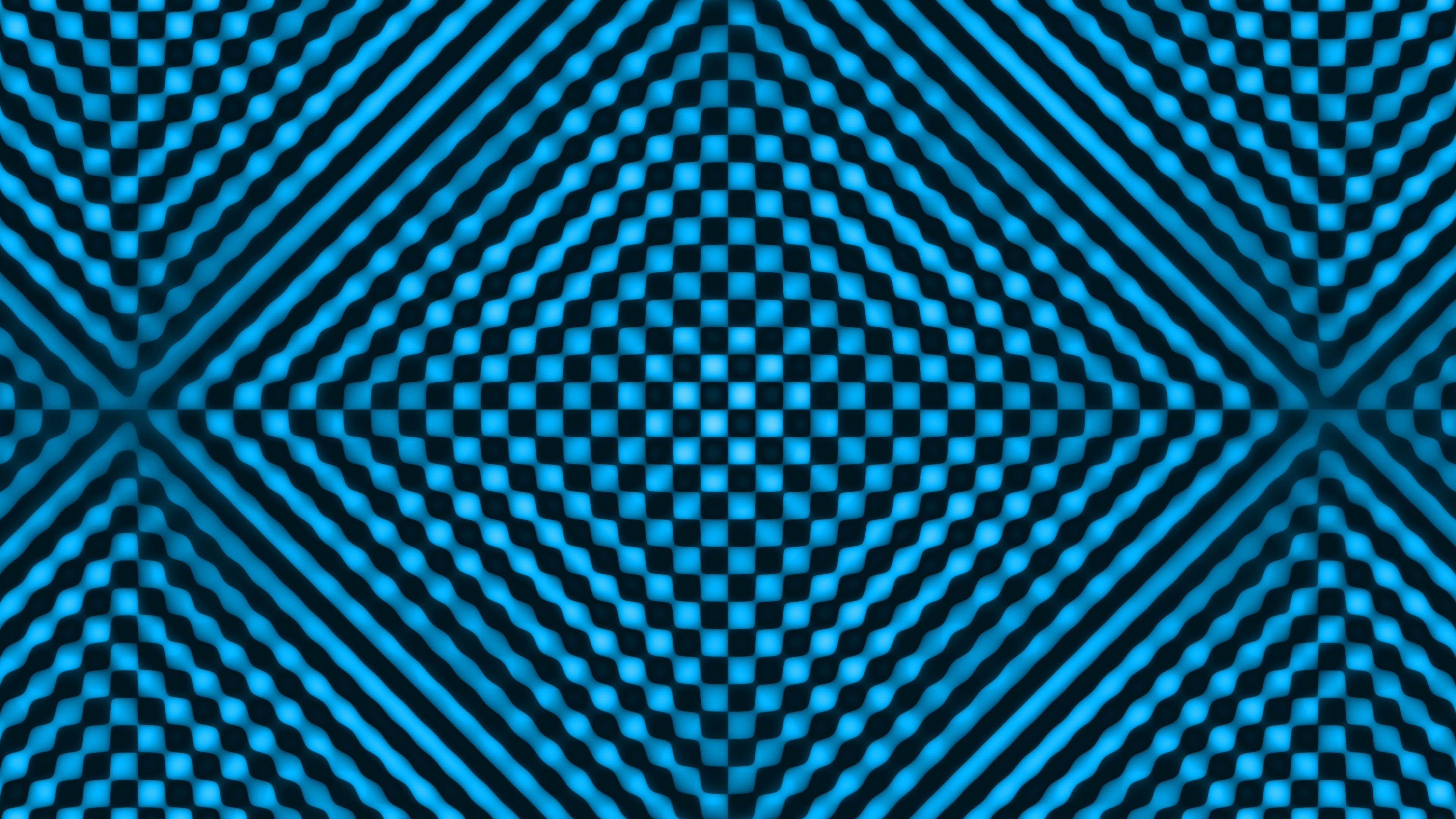 General 3840x2160 blue background abstract optical illusion digital art square symmetry cyan