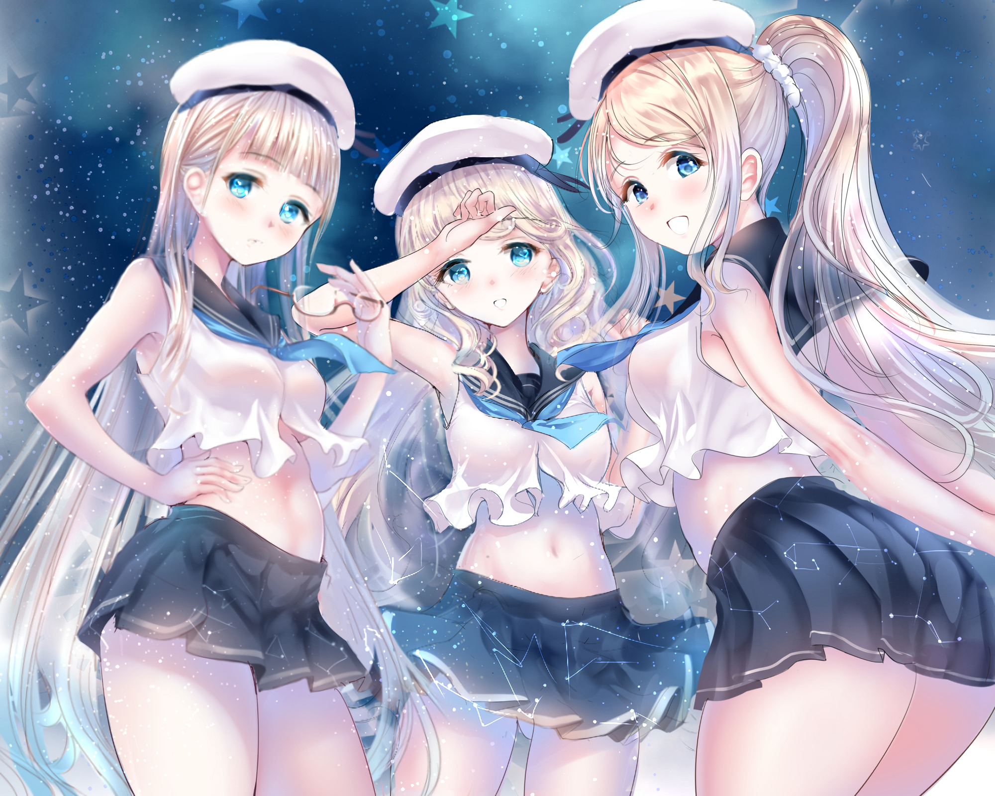 Anime 2000x1600 school uniform anime girls anime miniskirt blonde blue eyes sailor uniform