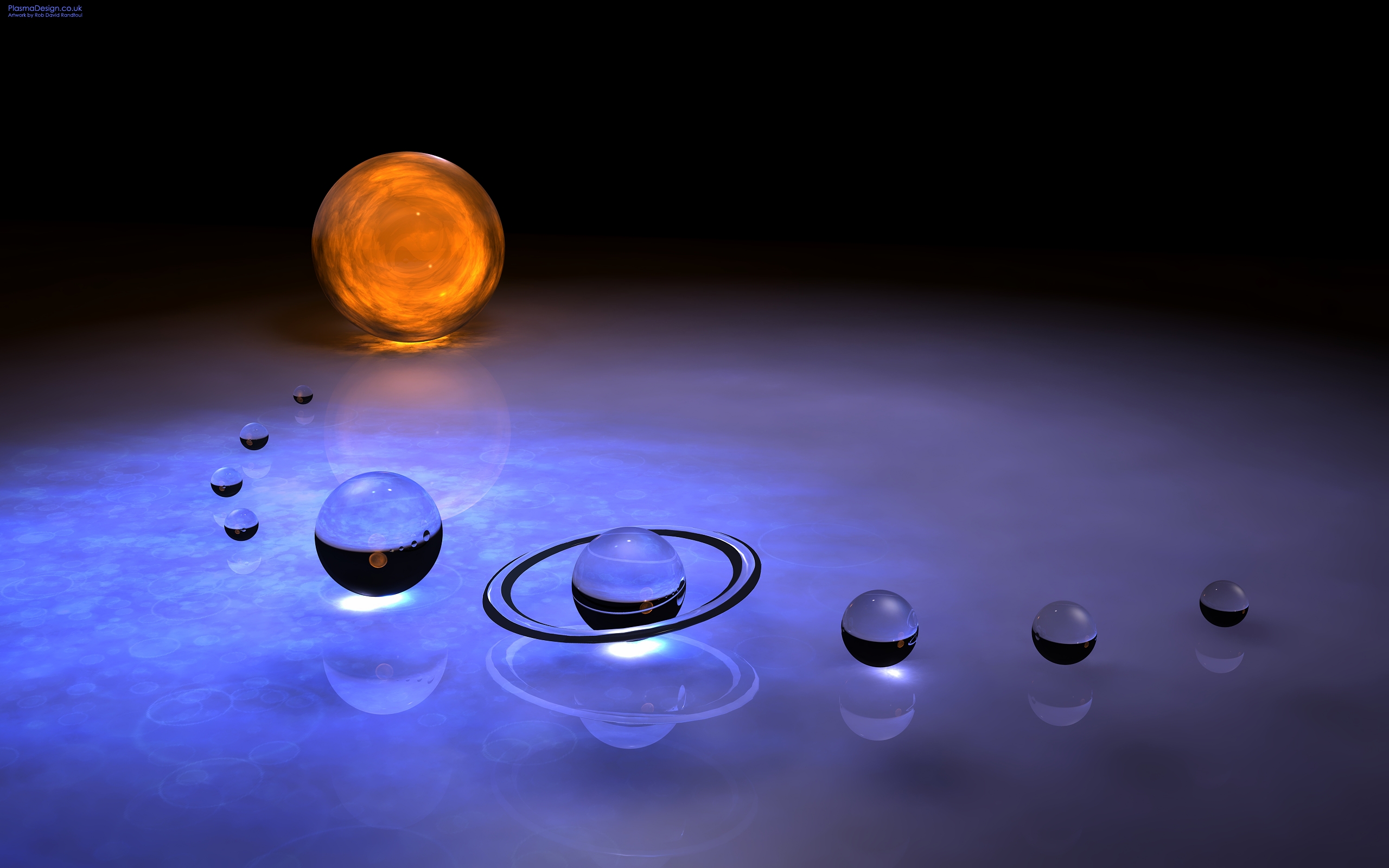 General 2560x1600 space digital art artwork abstract ball CGI space art planet planetary rings reflection colorful Sun