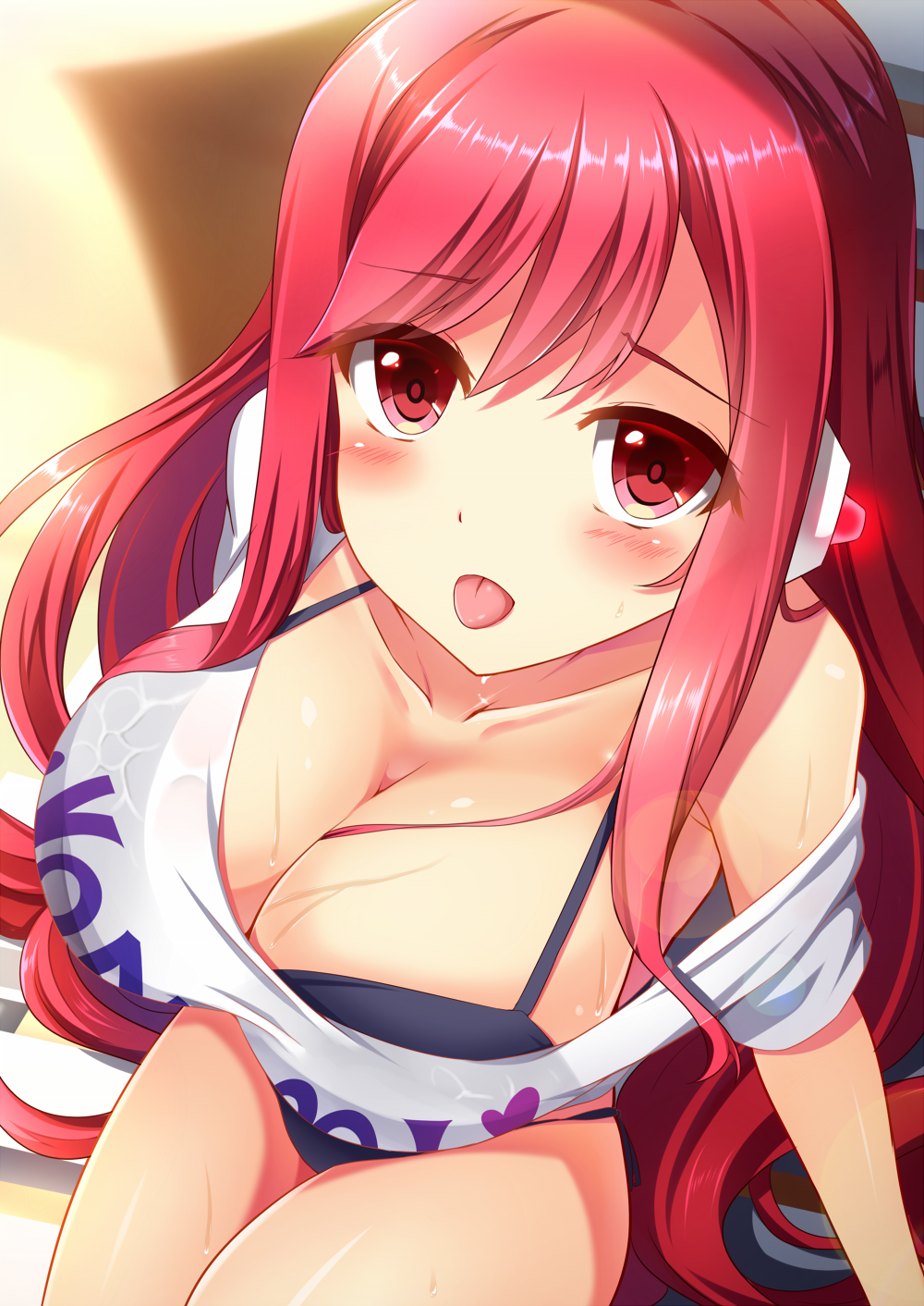 Anime 1000x1412 Rasis Sound Voltex cleavage tongue out