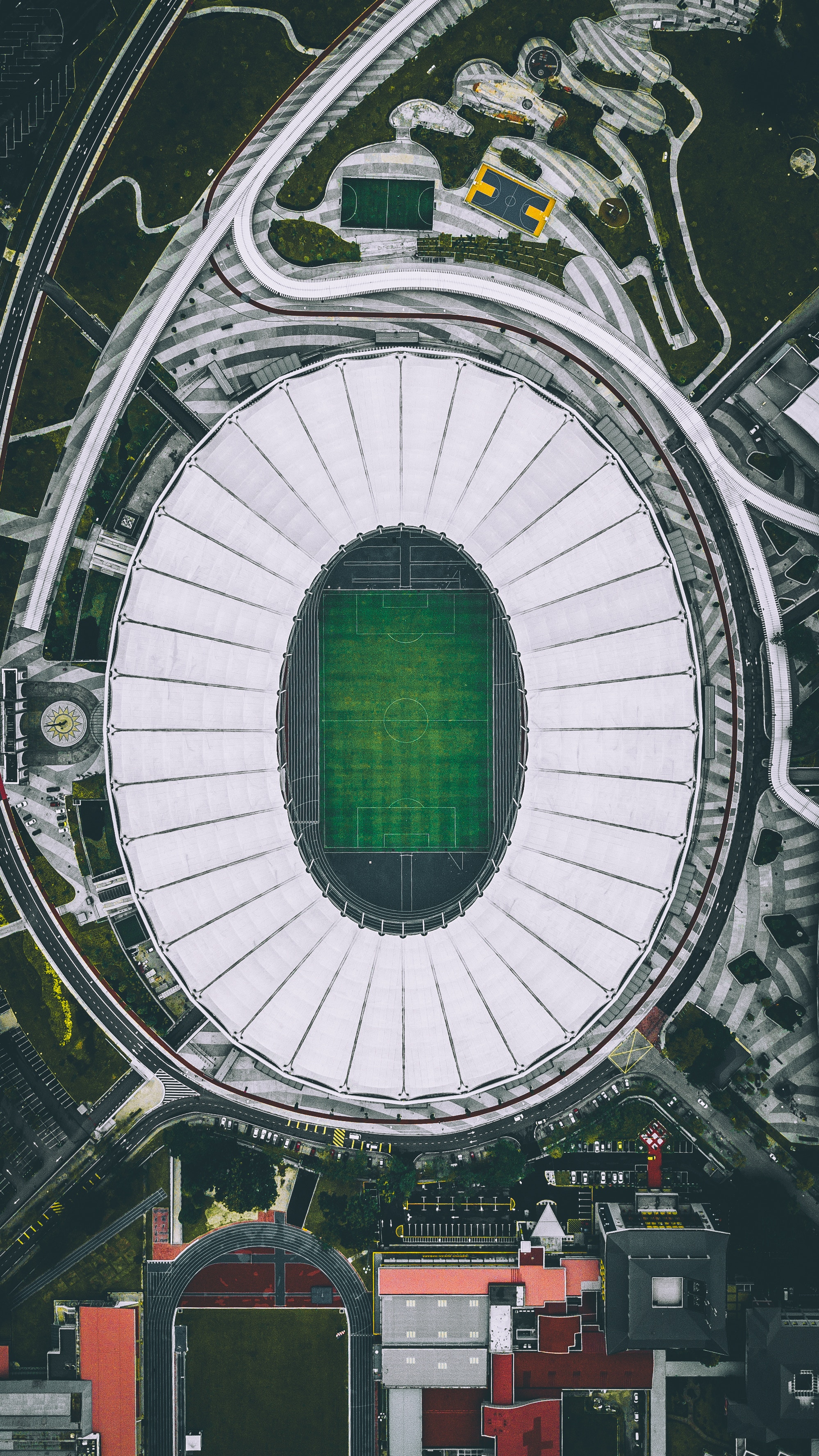 General 1998x3552 stadium drone aerial view top view soccer pitches