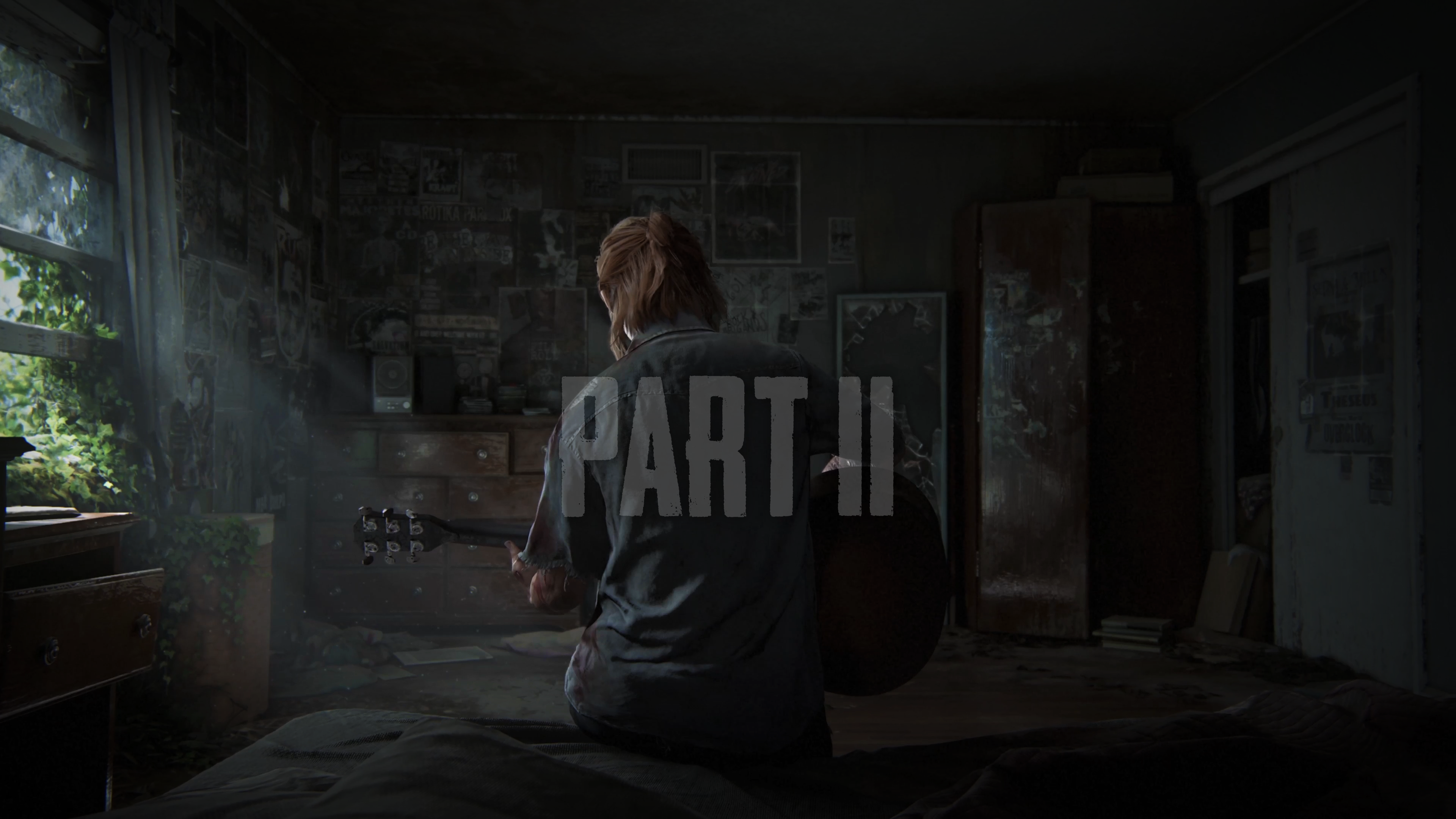 General 3840x2160 The Last of Us video games video game characters The Last of Us 2 Ellie Williams guitar Naughty Dog Sony Computer Entertainment sitting women indoors musical instrument