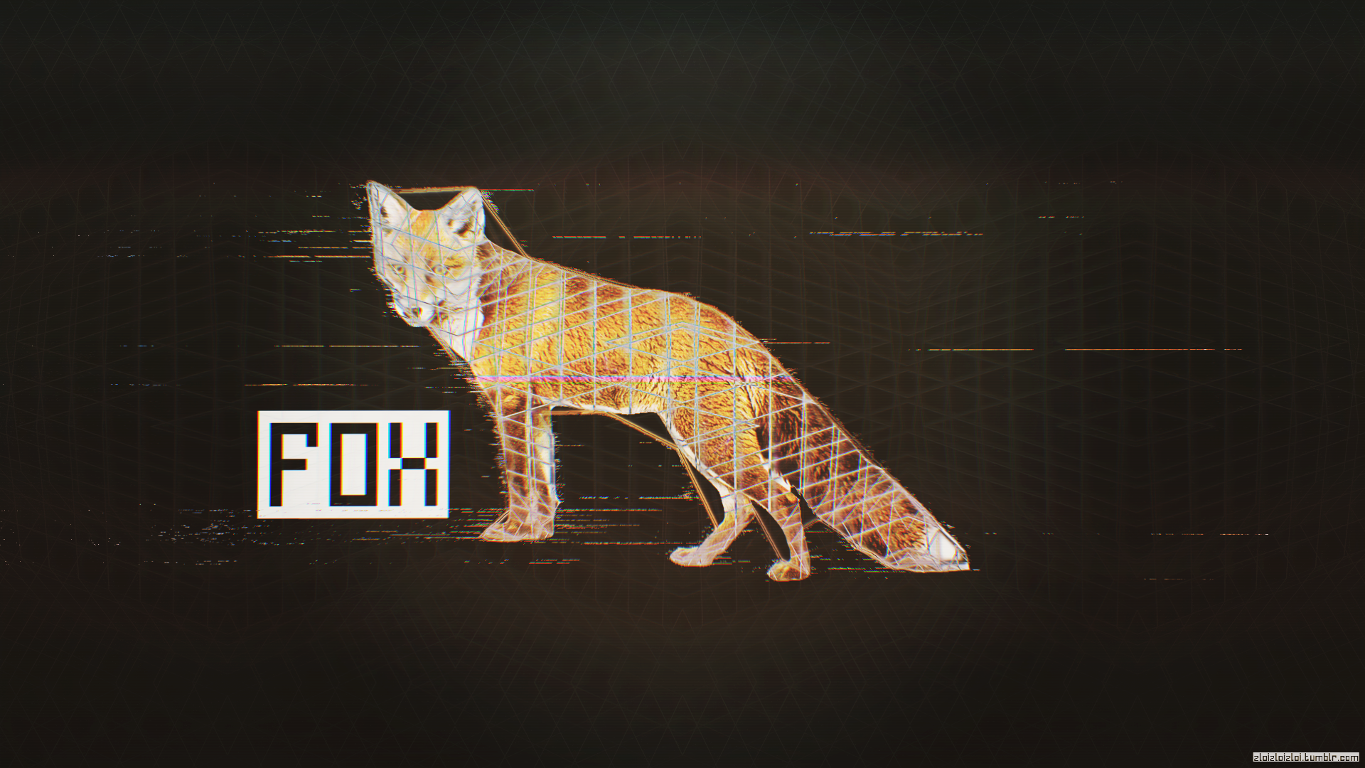 General 1920x1080 glitch art fox black abstract