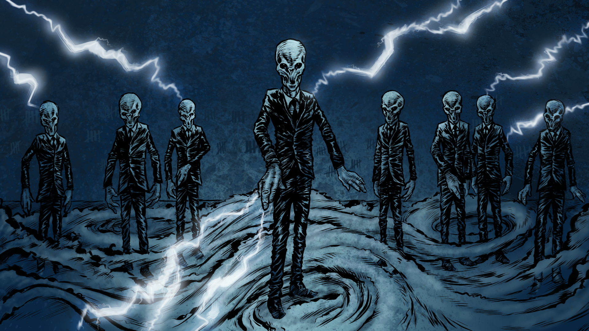 General 1920x1080 skull aliens lightning suits Doctor Who TV series The Silence frontal view science fiction