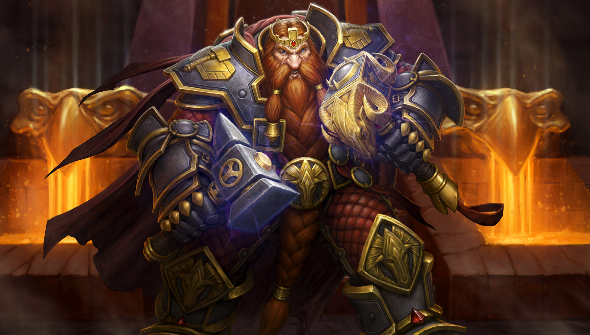 General 1900x1080 video games Hearthstone Warcraft digital art artwork dwarf hammer king crown World of Warcraft Blizzard Entertainment