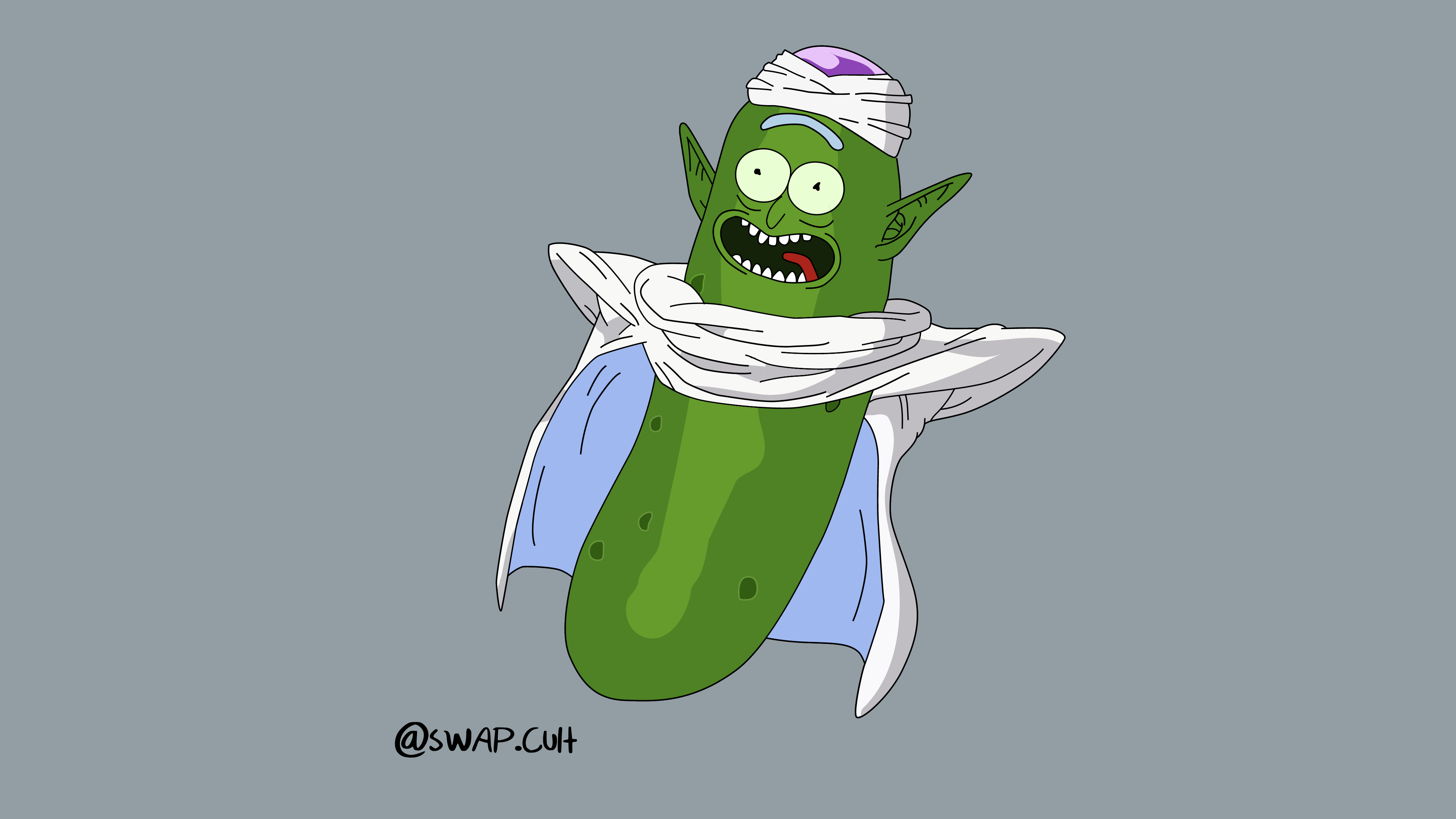 General 4267x2400 Rick and Morty Piccolo Dragon Ball Z Rick Sanchez humor TV series cartoon digital art watermarked simple background
