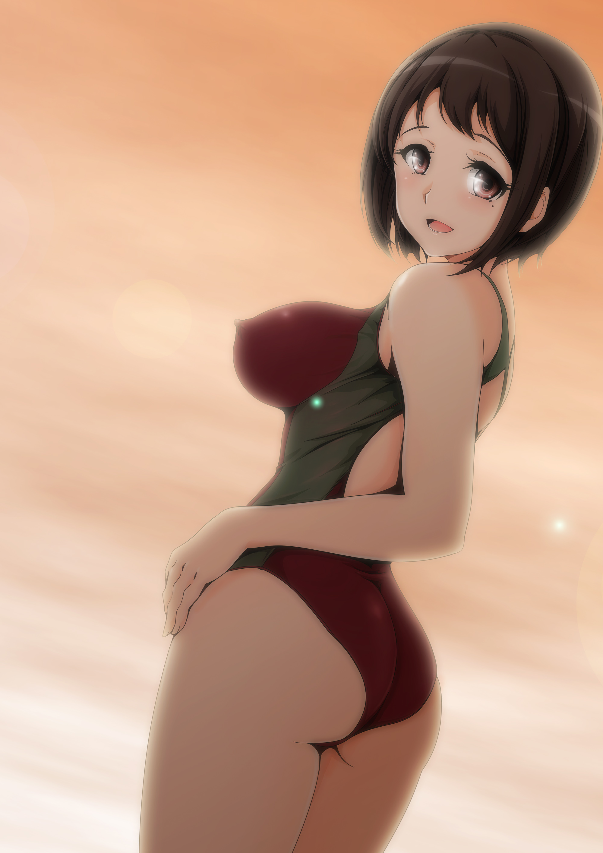 Anime 2000x2829 Nakaseko Kaori Hibike! Euphonium anime girls one-piece swimsuit ass hard nipples big boobs