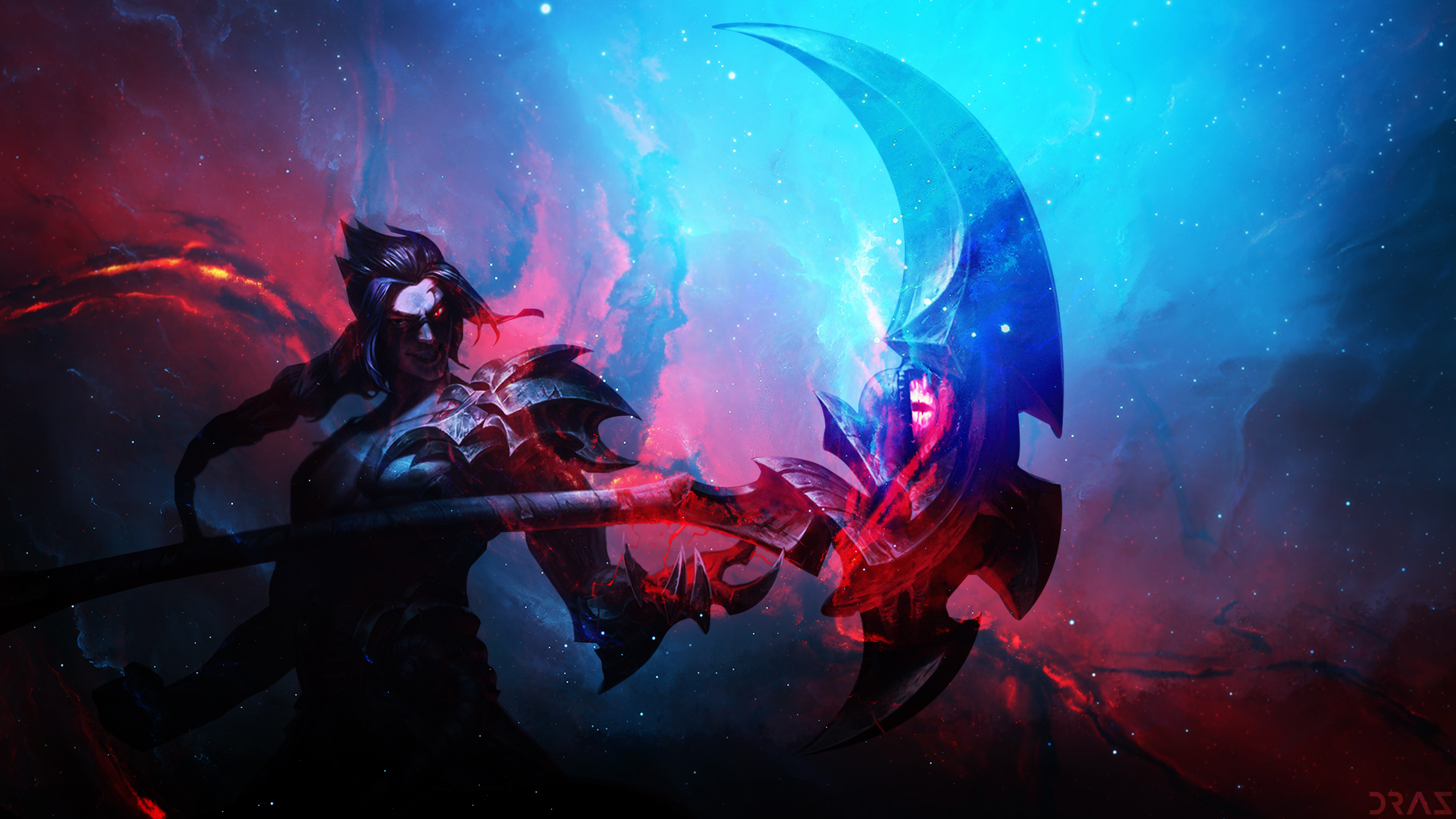 General 2560x1440 Summoner's Rift League of Legends video games video game characters fictional character cyan red Kayn (League of Legends)
