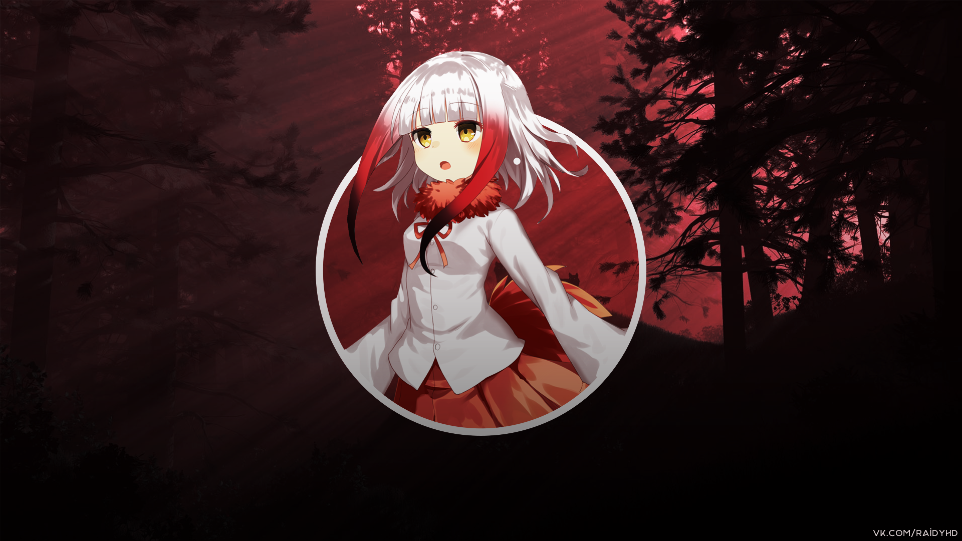 Anime 1920x1080 anime anime girls forest picture-in-picture Kemono Friends Scarlet Ibis (Kemono Friends) watermarked